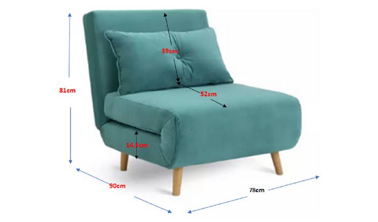 Habitat Roma Single Compact Velvet Chairbed - Teal