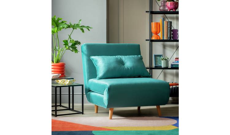 Habitat Roma Single Compact Velvet Chairbed - Teal