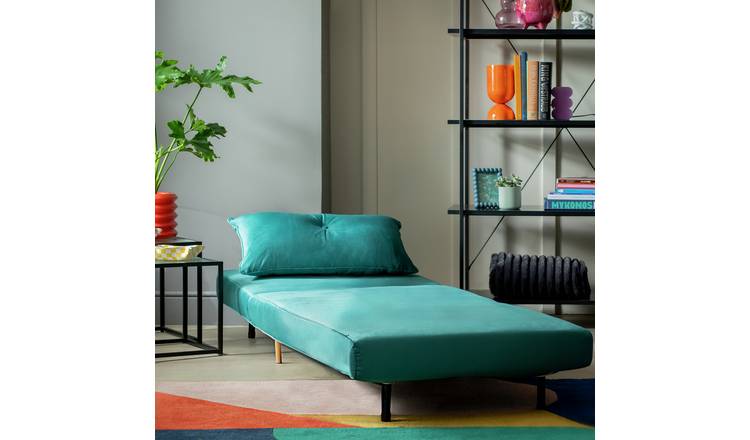 Habitat Roma Single Compact Velvet Chairbed - Teal