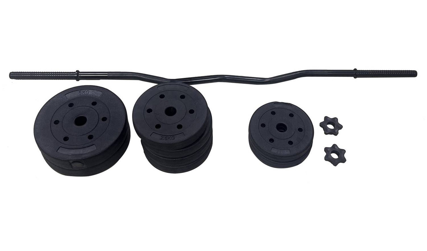 Opti Z Curl Vinyl Barbell Weight Set - 25kg