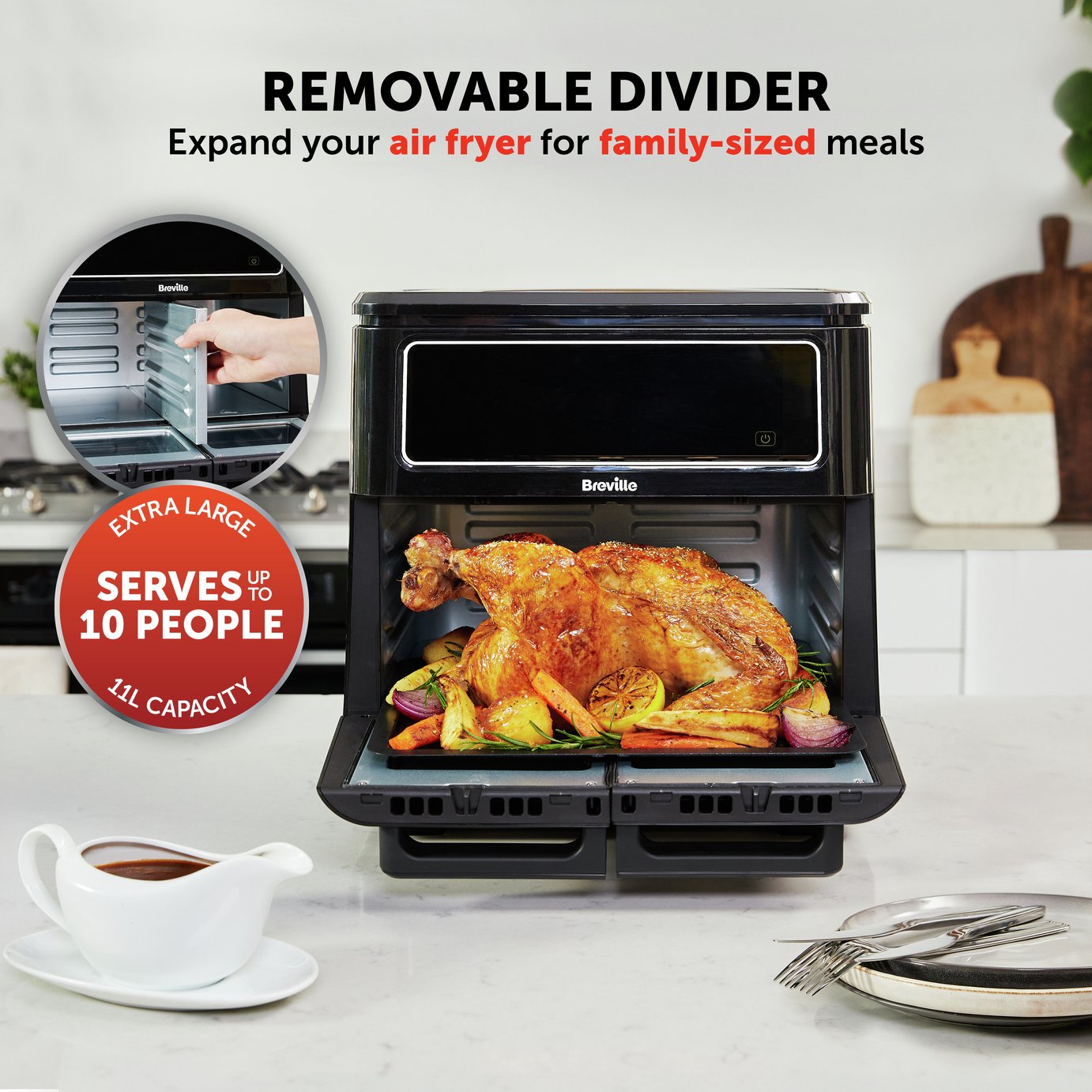 Breville VDF130 Halo Flexi 11L Dual Oven Air Fryer - Black