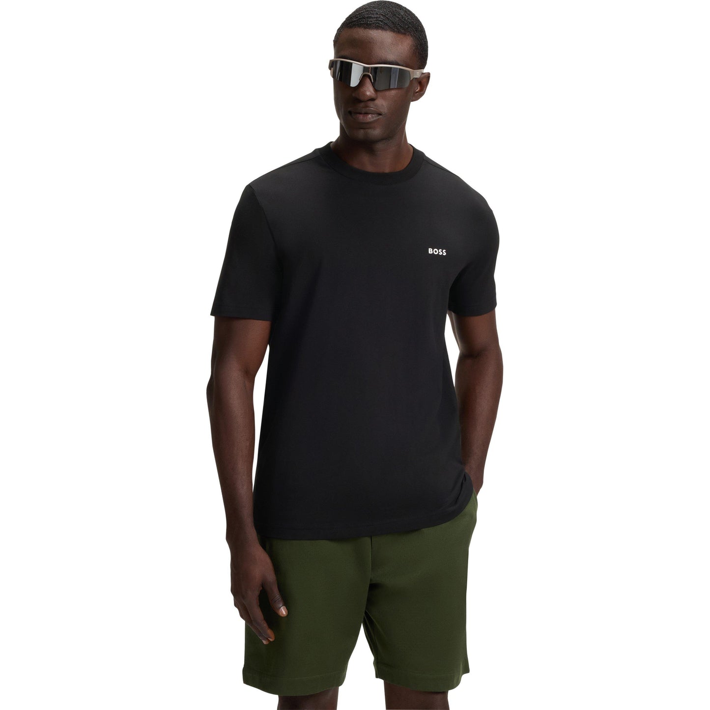 Boss Mens BOSS GREEN T-Shirt with Logo Design Stretch Cotton