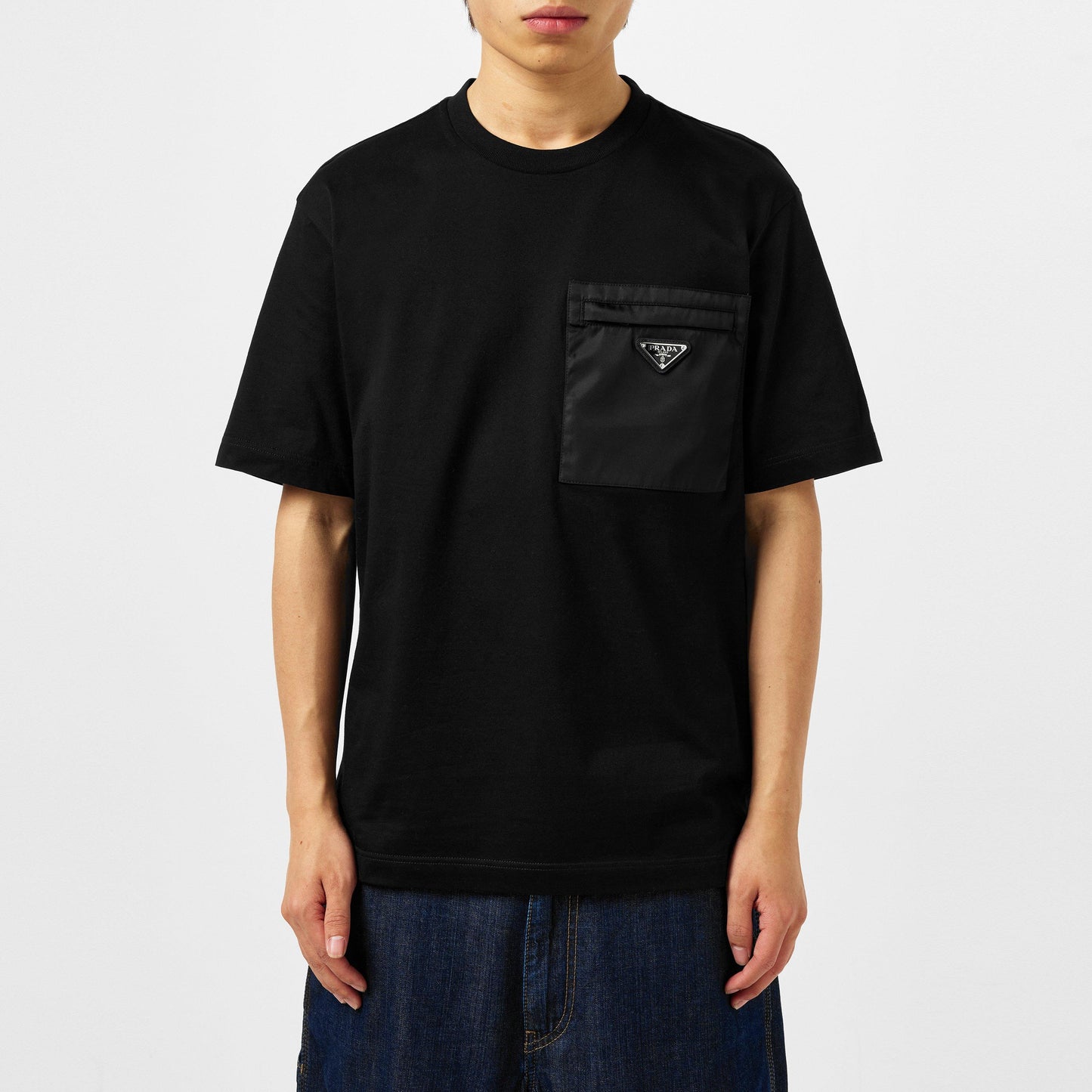 Men'S Plain Cotton Badge Pocket T-Shirt