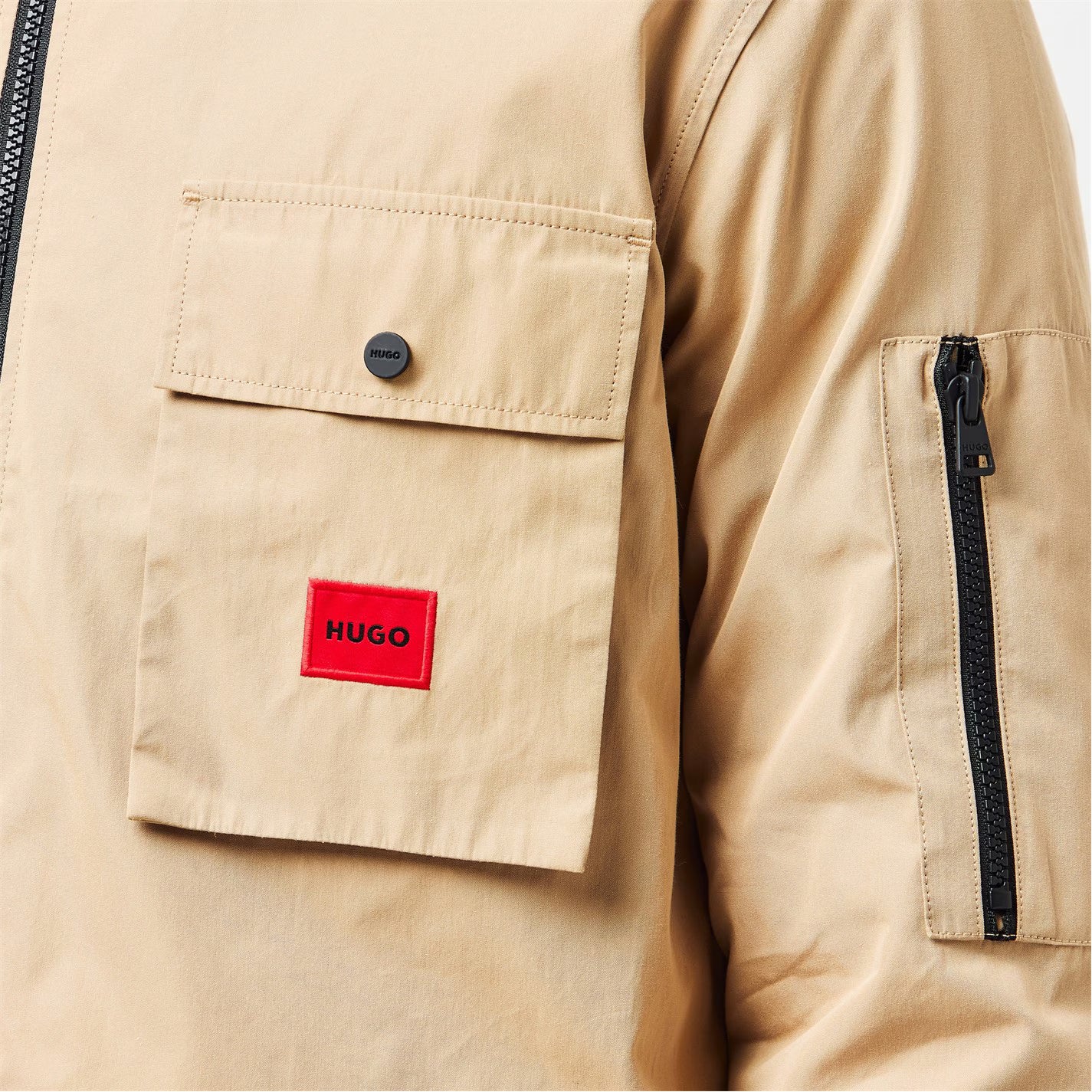 Men's Emmond Red Cotton Long Sleeve Zip Overshirt