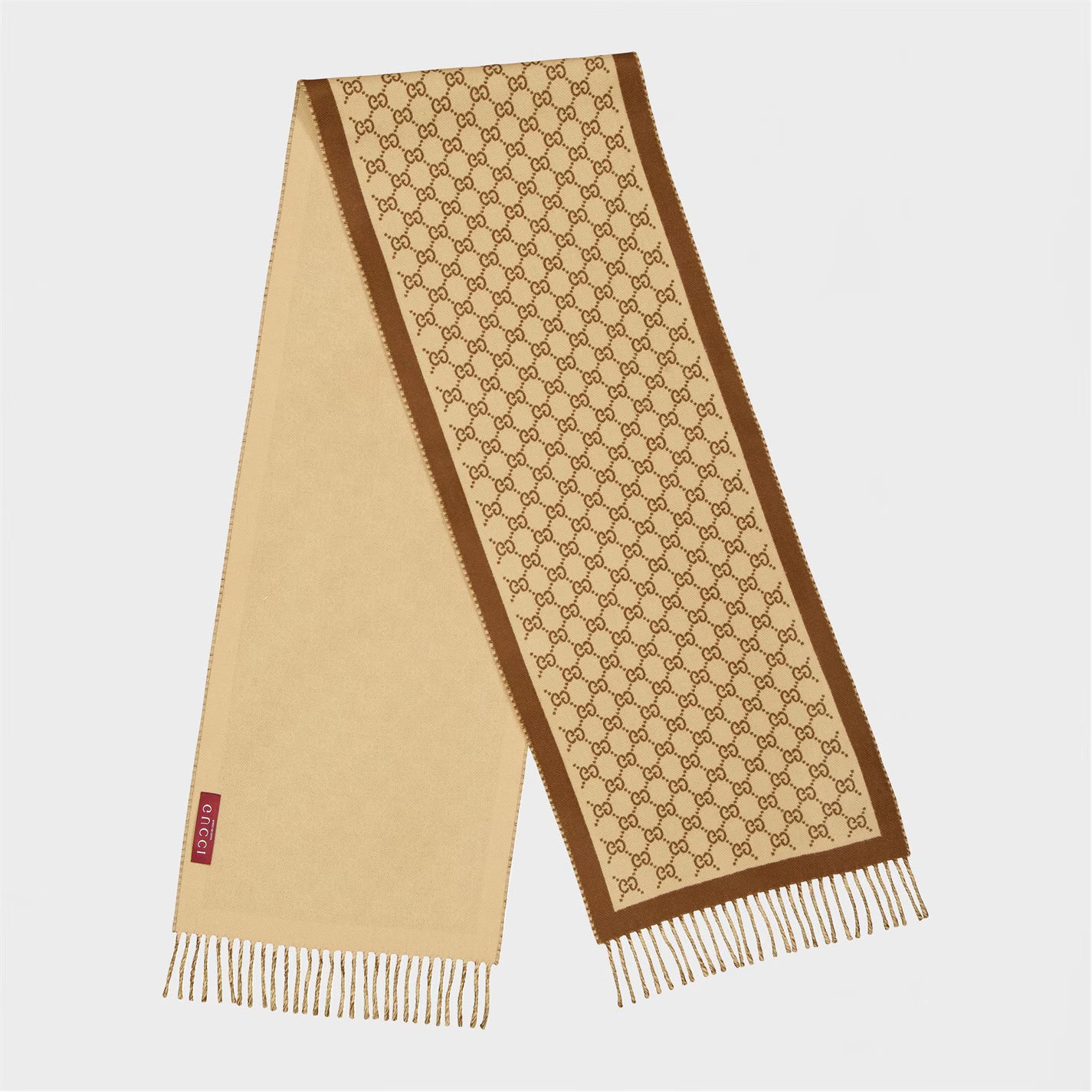 GUCCI Monogram Knitted Wool Scarf