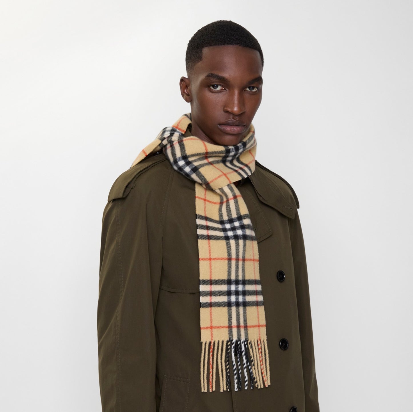 Narrow Check Cashmere Scarf