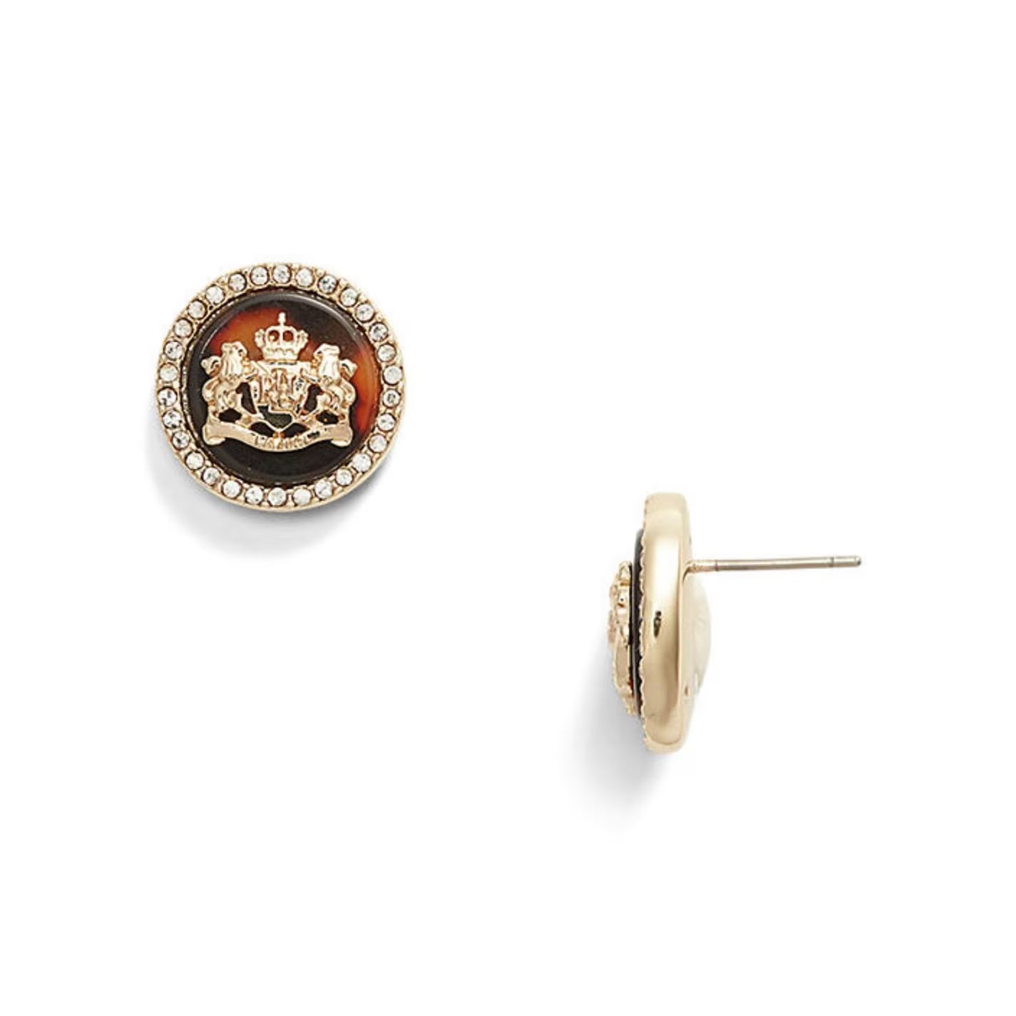 Lauren Ralph Lauren Tortoise & Gold Logo Stud Earrings