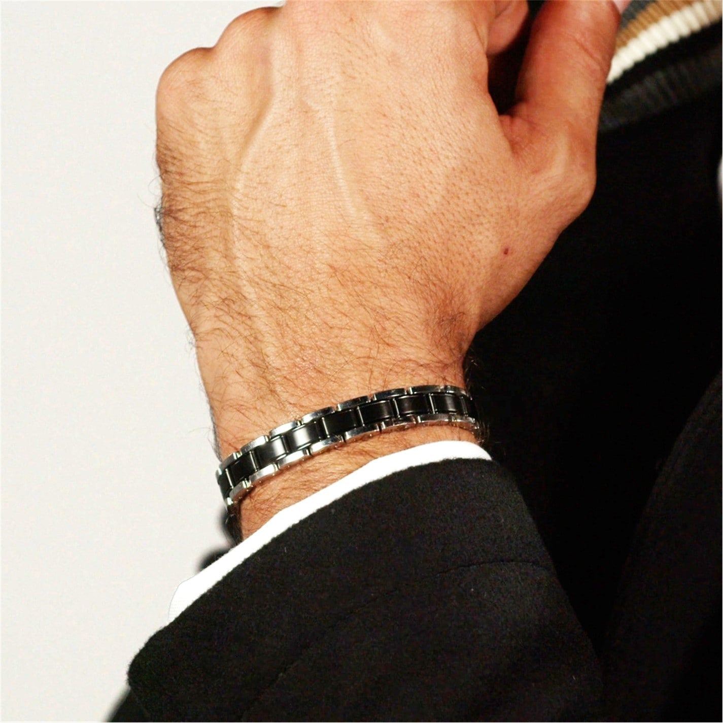 Men's Metal Links Stainless Steel Magnetic Closure Bracelet