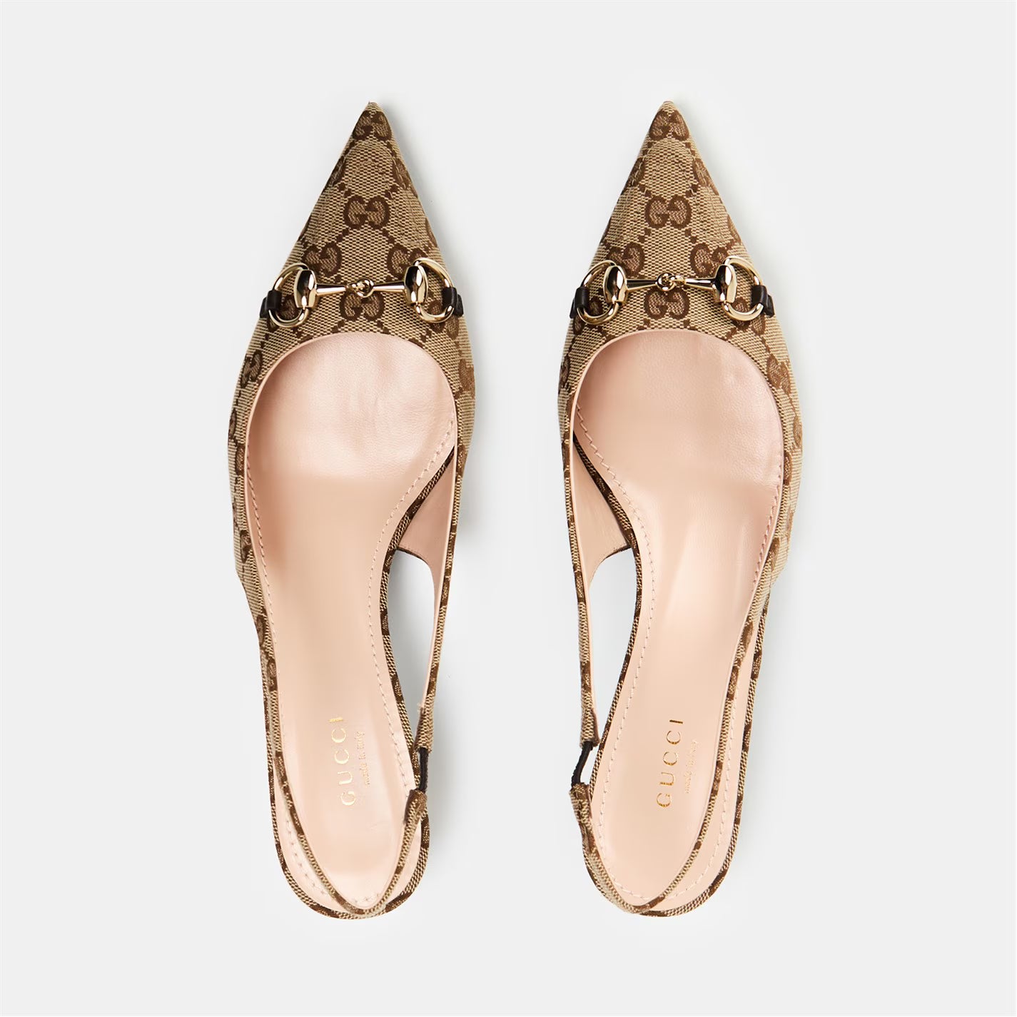Women's Motif Canvas Horsebit Sling Pumps