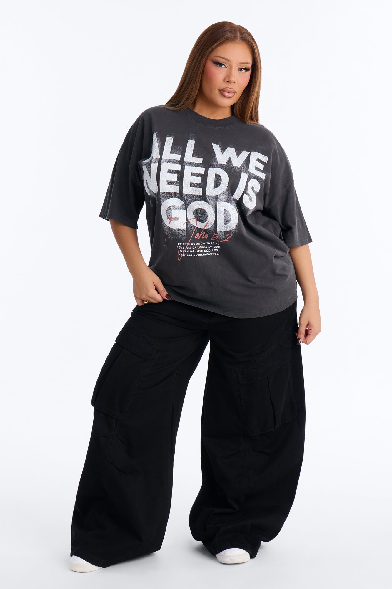 All We Need Is God Washed T-Shirt - Black
