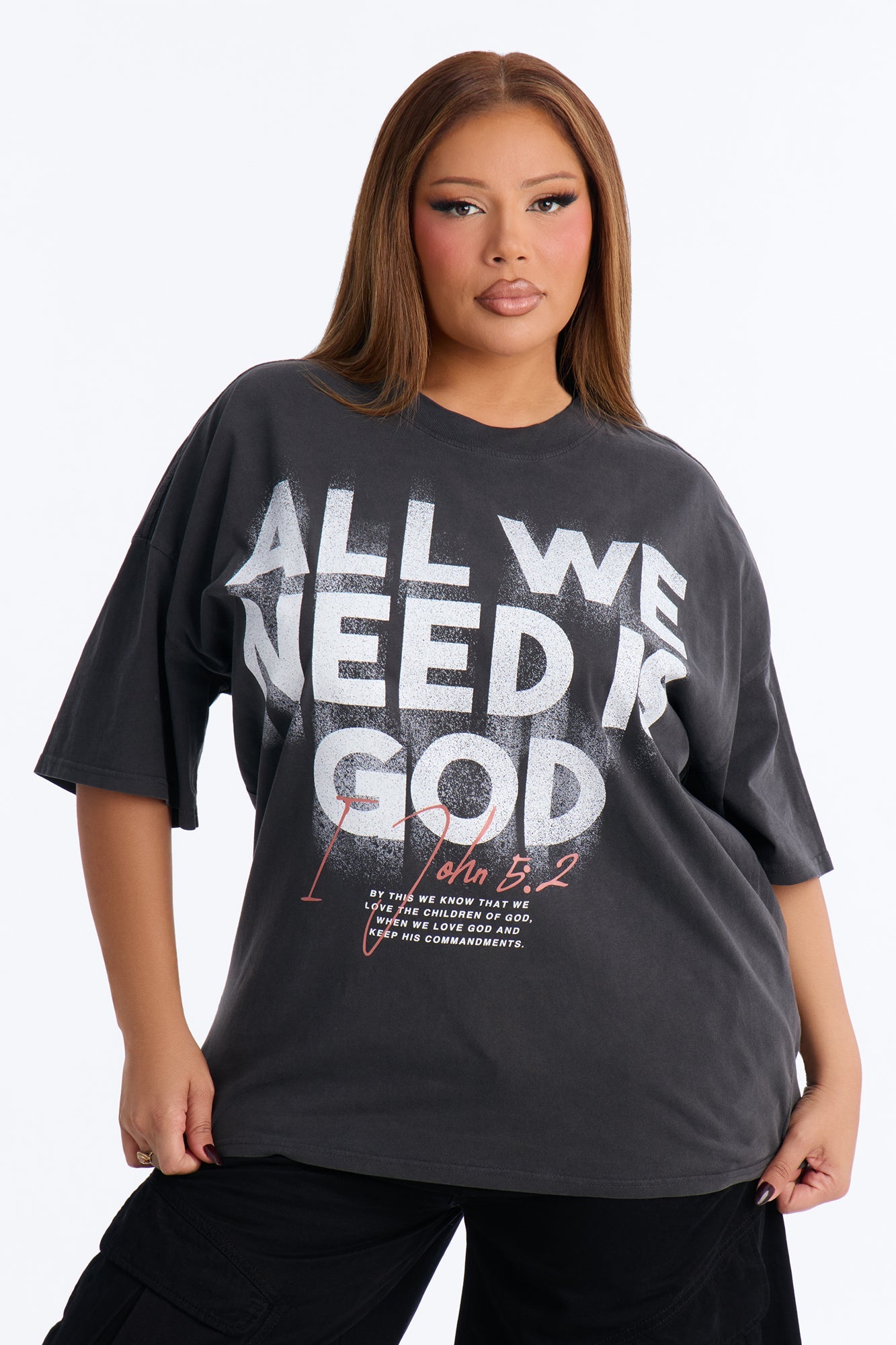 All We Need Is God Washed T-Shirt - Black