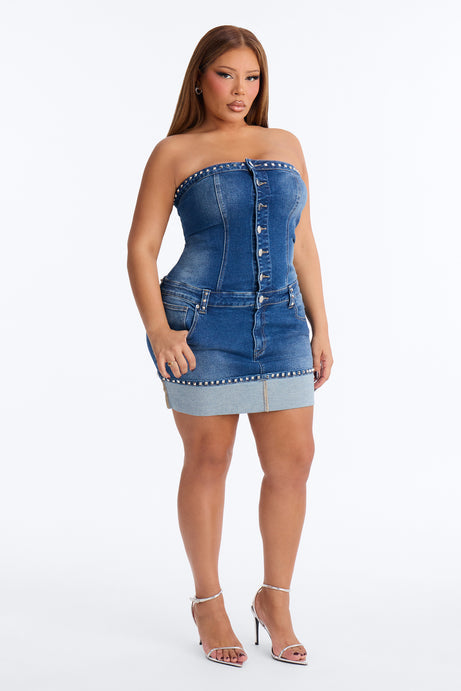 Bri Studded Denim Mini Dress