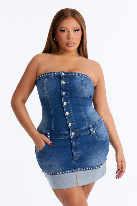 Bri Studded Denim Mini Dress