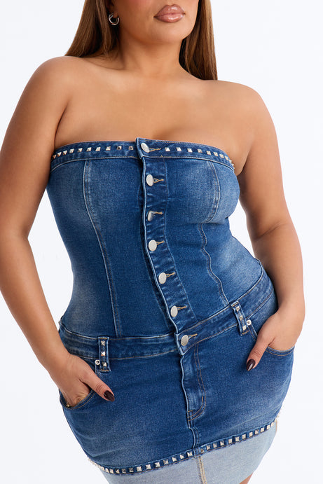 Bri Studded Denim Mini Dress