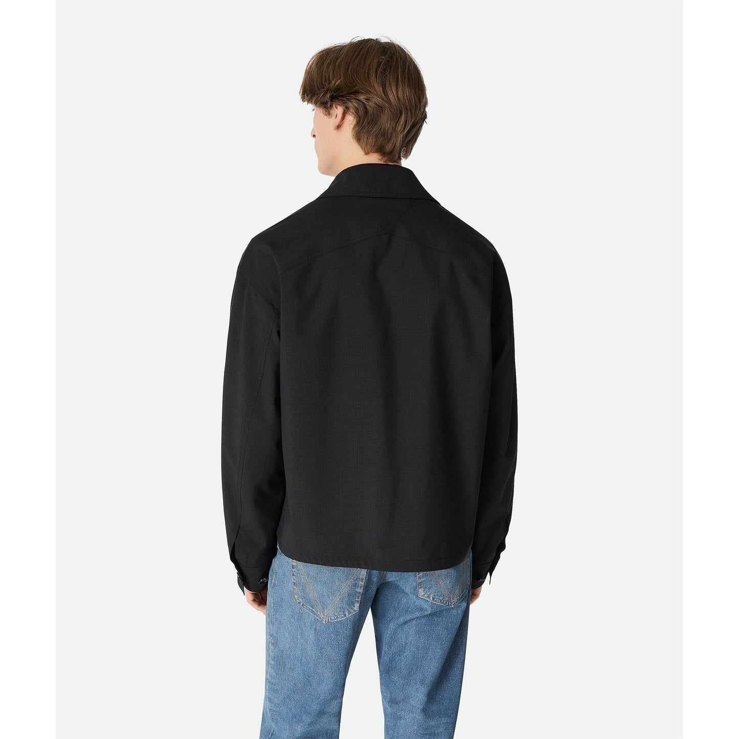 Bottega Veneta Men's Wool Kimono Blouson Long Sleeve Coach Jacket