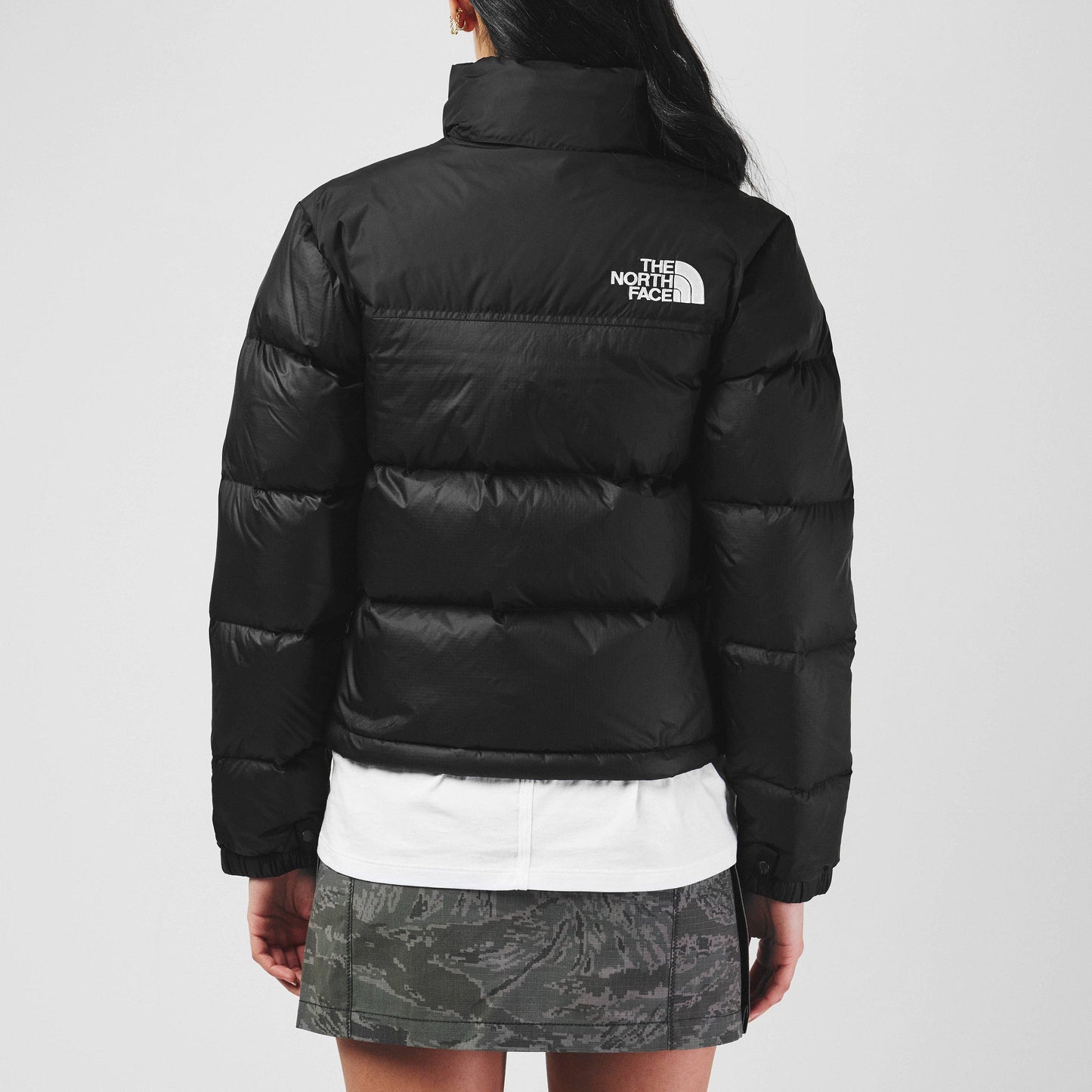 The North Face Womens 1996 Retro Nuptse Water Resistant Goose Down Short Puffer Jacket