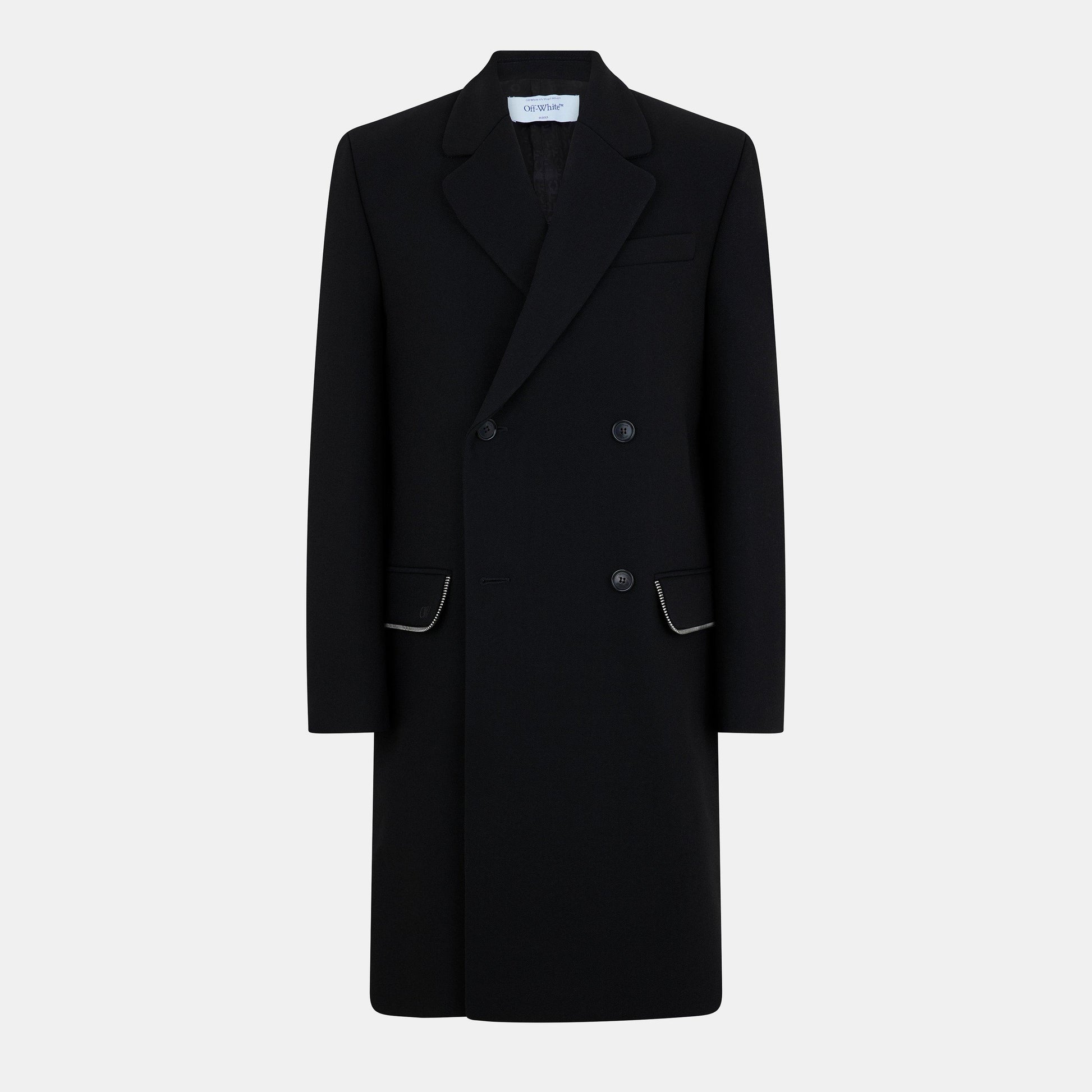 Men's Off-White Structured Modern Cut Overcoat