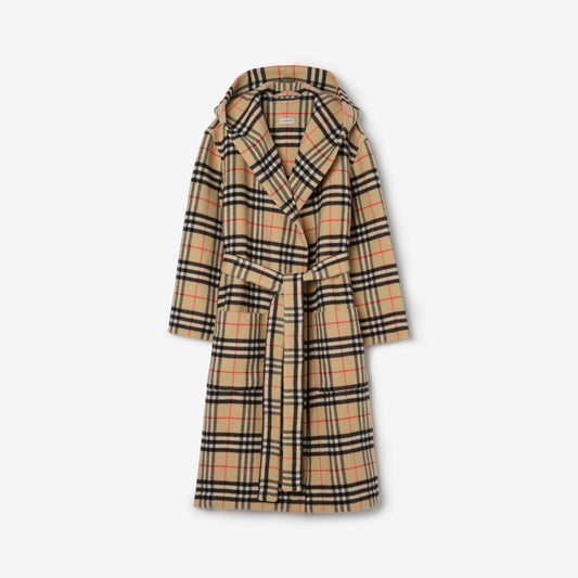 Check Wool Cashmere Robe