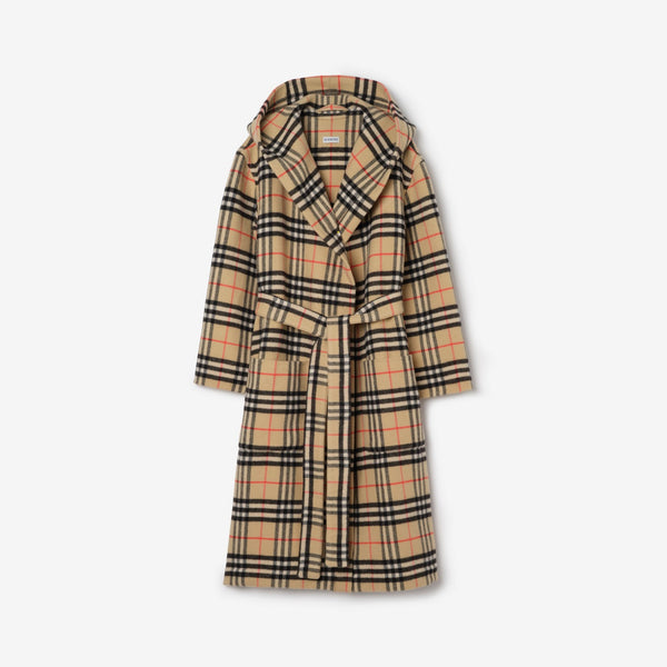Check Wool Cashmere Robe