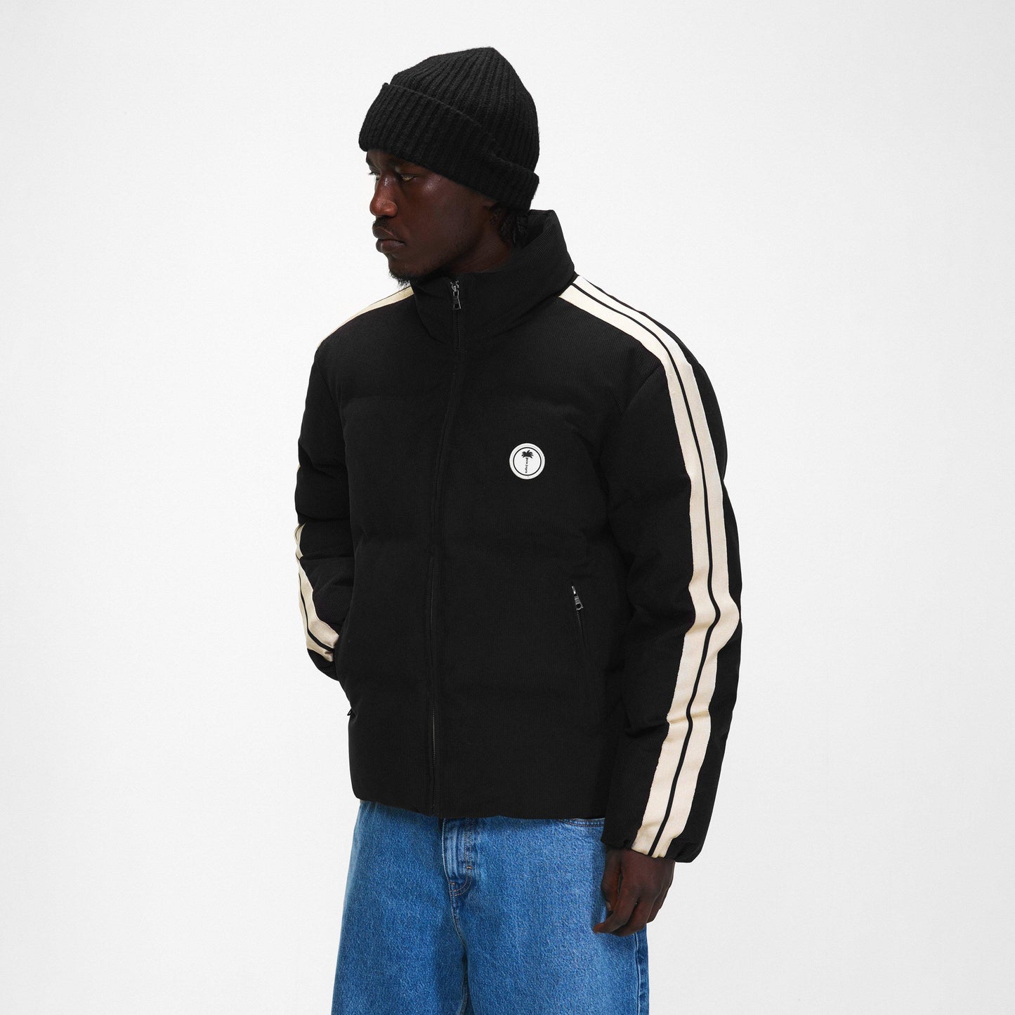 Palm Angels Men's Tree Logo Corduroy Down Short Puffer Jacket