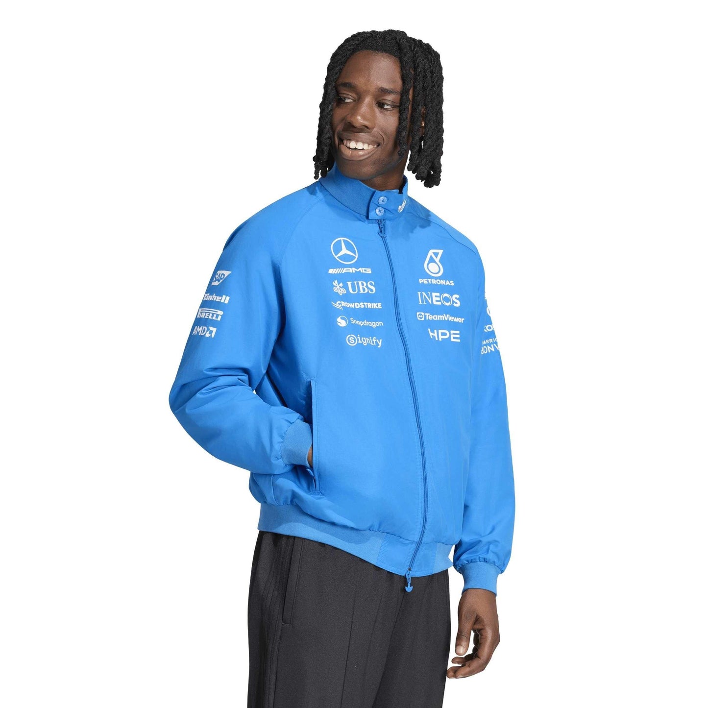 adidas Originals x Mercedes AMG Petronas Formula 1 Team Blue Wonder Driver Harrington Jacket
