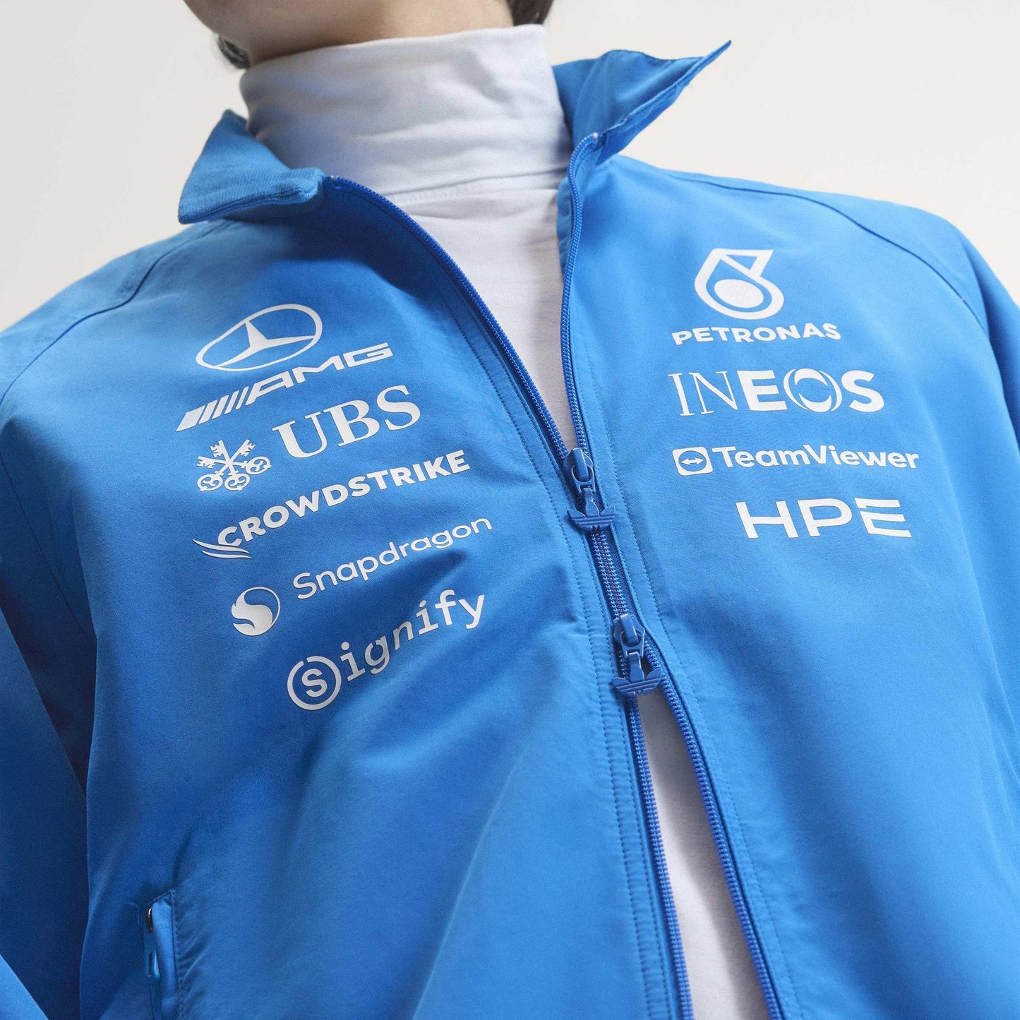 adidas Originals x Mercedes AMG Petronas Formula 1 Team Blue Wonder Driver Harrington Jacket