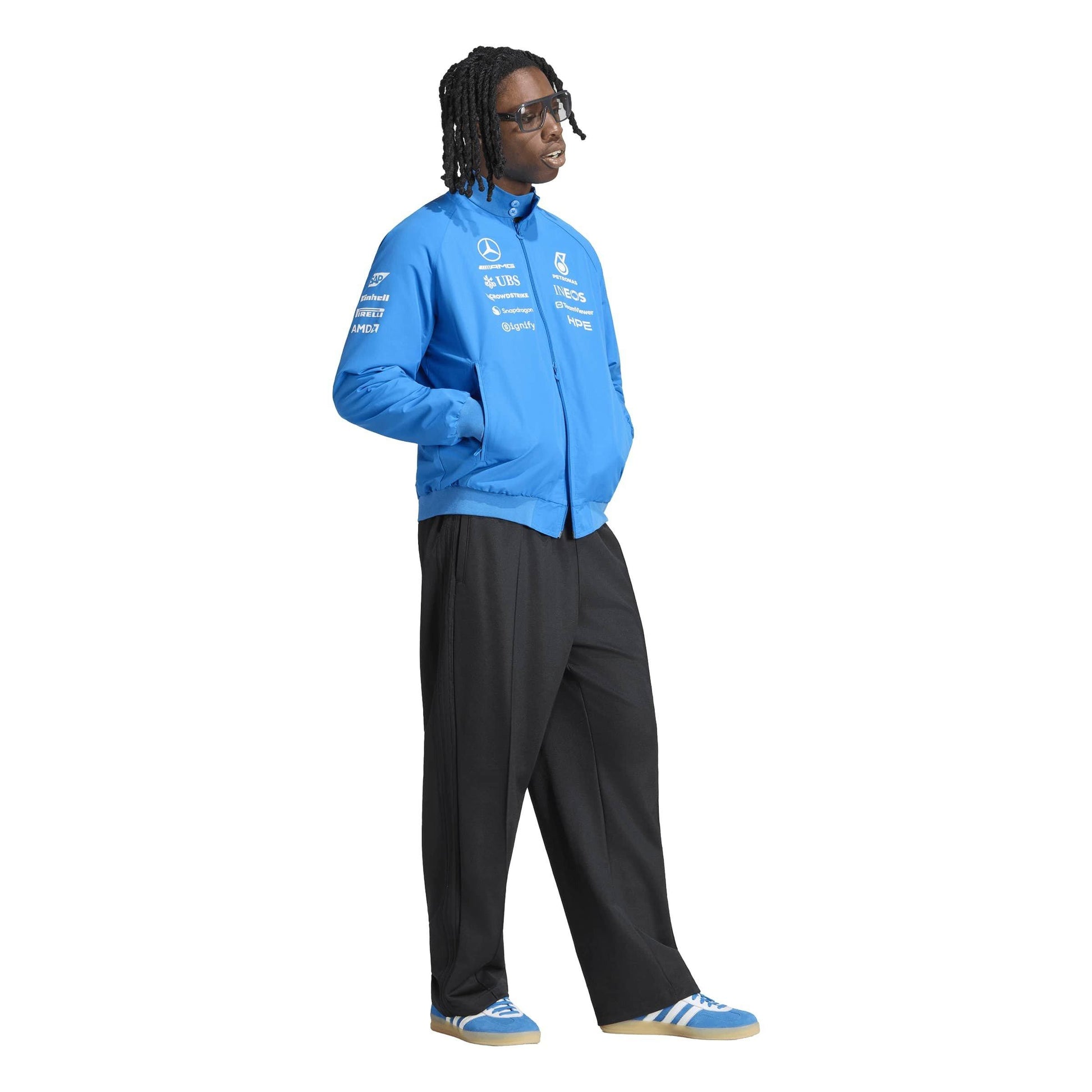 adidas Originals x Mercedes AMG Petronas Formula 1 Team Blue Wonder Driver Harrington Jacket