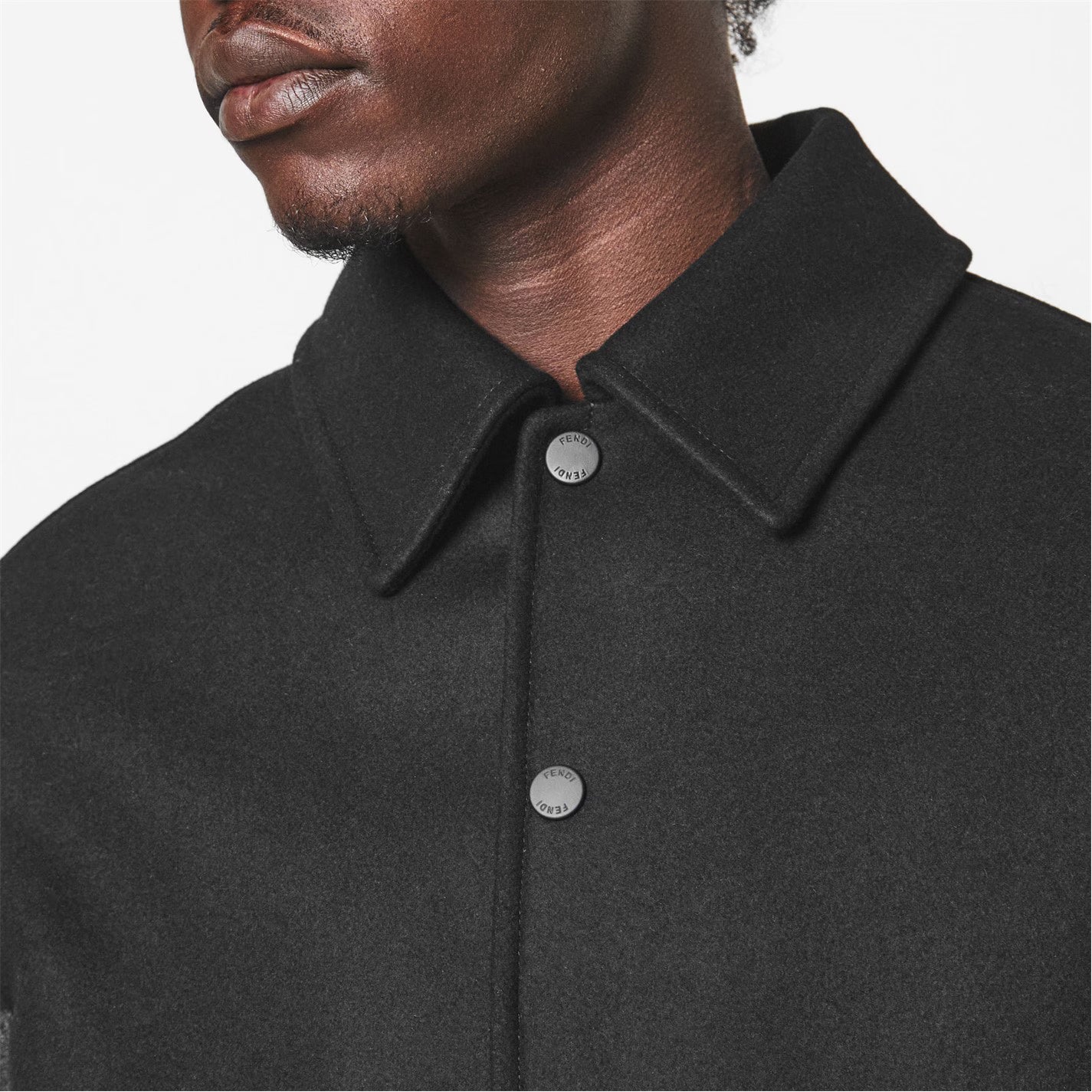 FENDI Men's Felt Blouson Wool Long Sleeve Coach Jacket