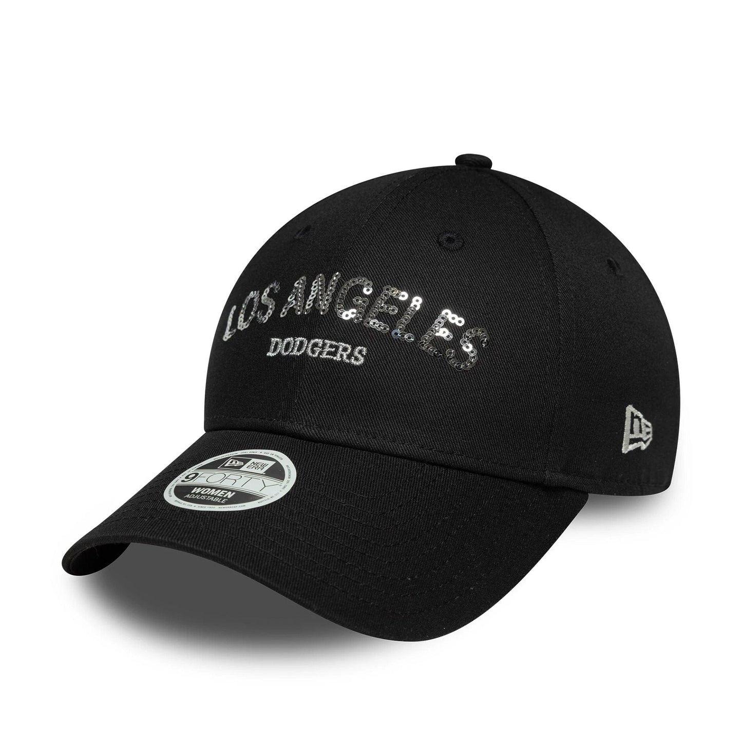 LA Dodgers Womens MLB Sequin Wordmark Black 9FORTY Cap