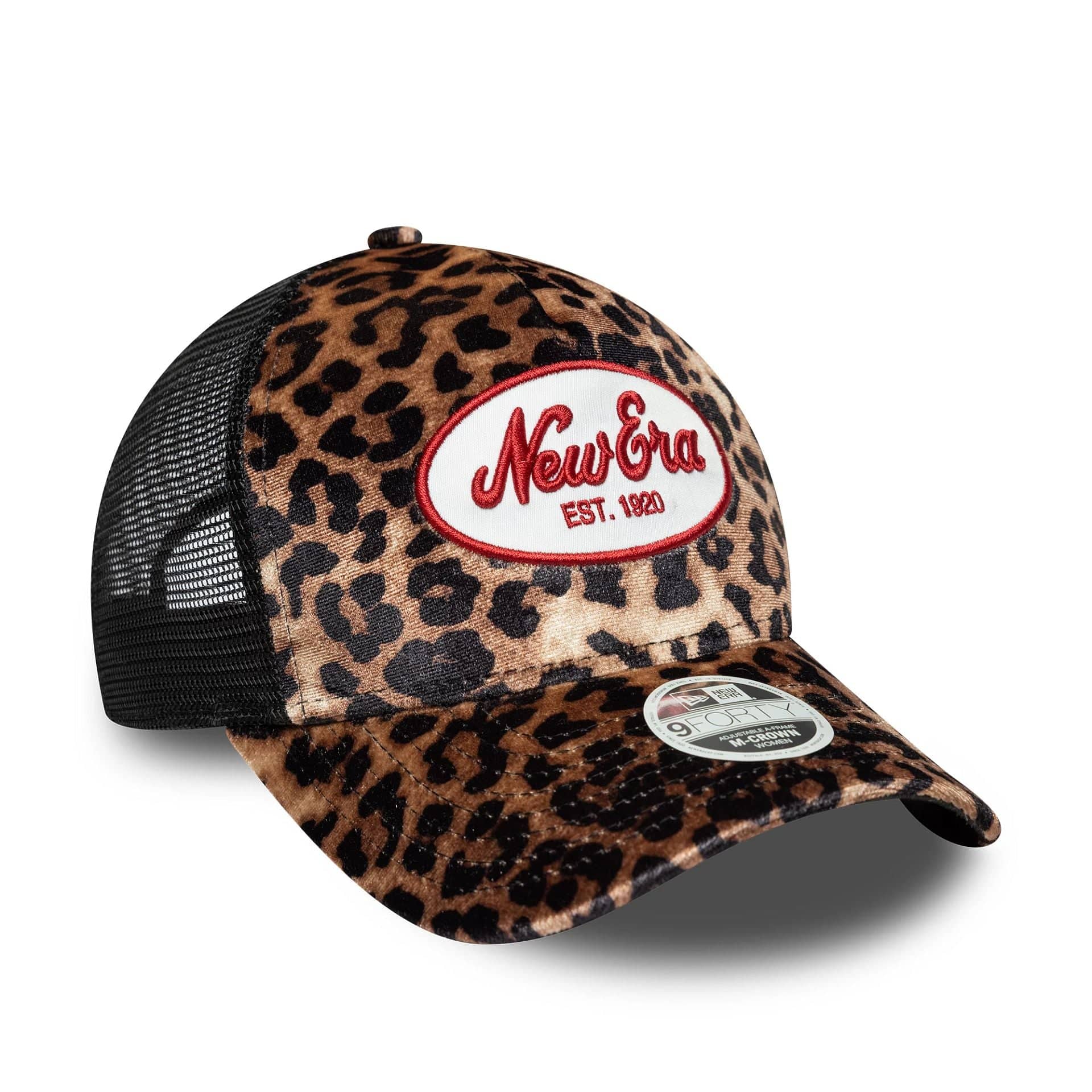 Womens New Era Leopard Light Beige 9FORTY M-Crown A-Frame Trucker Cap