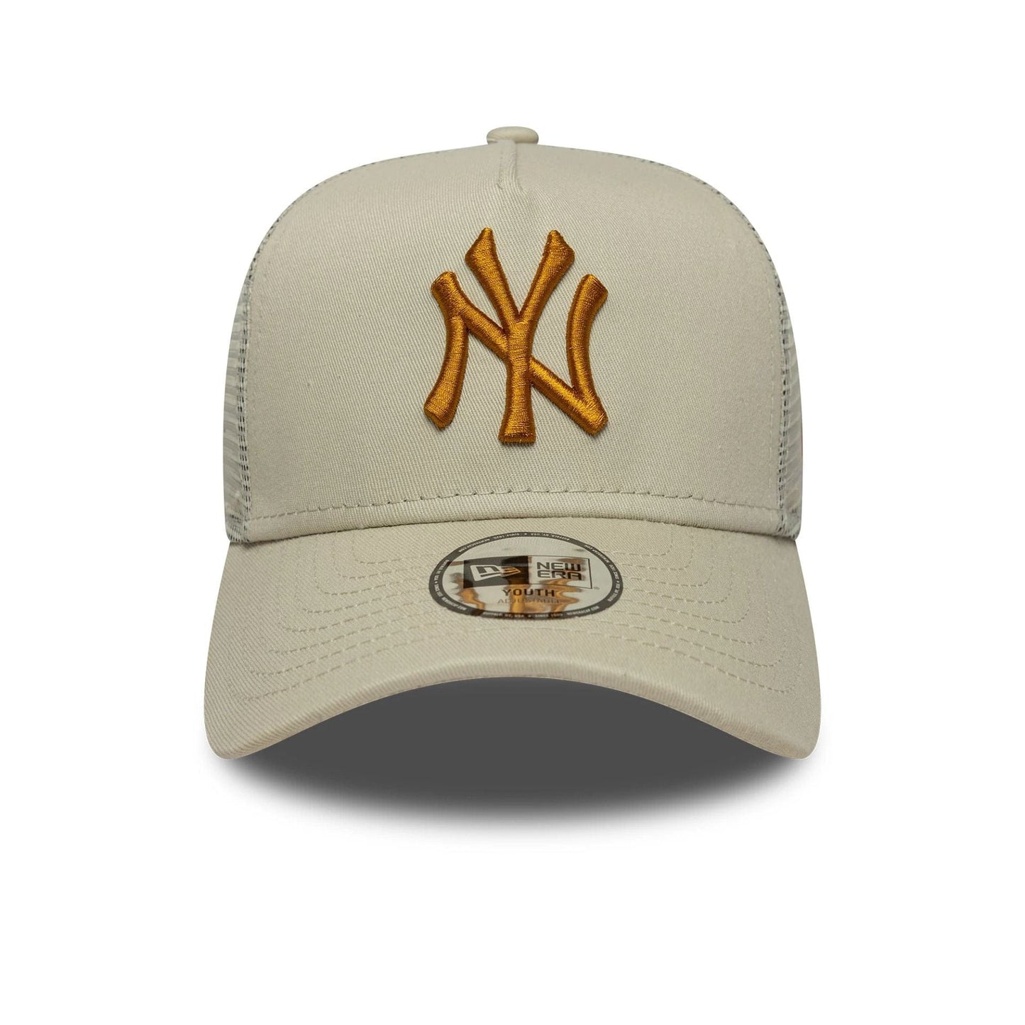 New York Yankees Youth MLB Light Beige 9FORTY A-Frame Trucker Cap