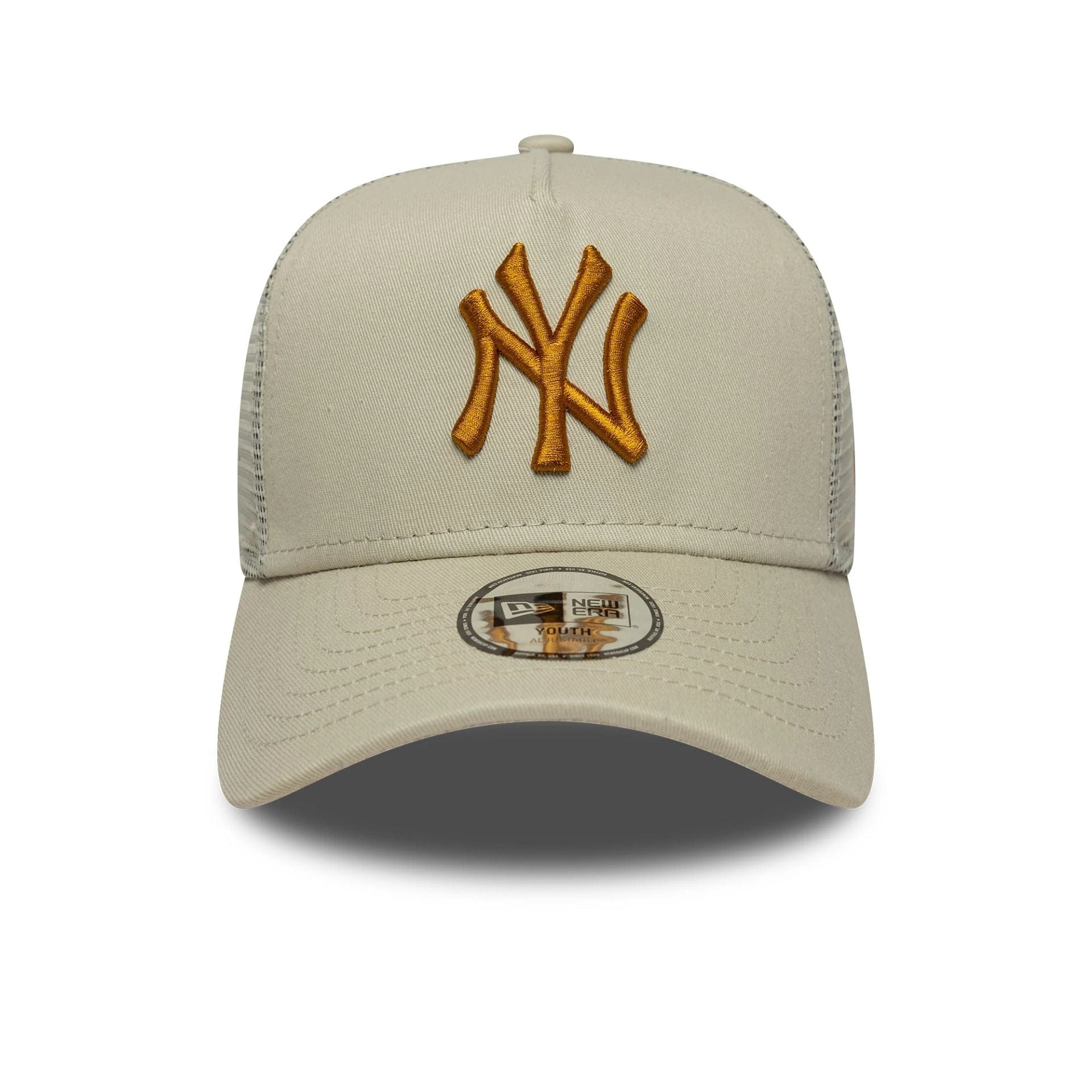 New York Yankees Youth MLB Light Beige 9FORTY A-Frame Trucker Cap