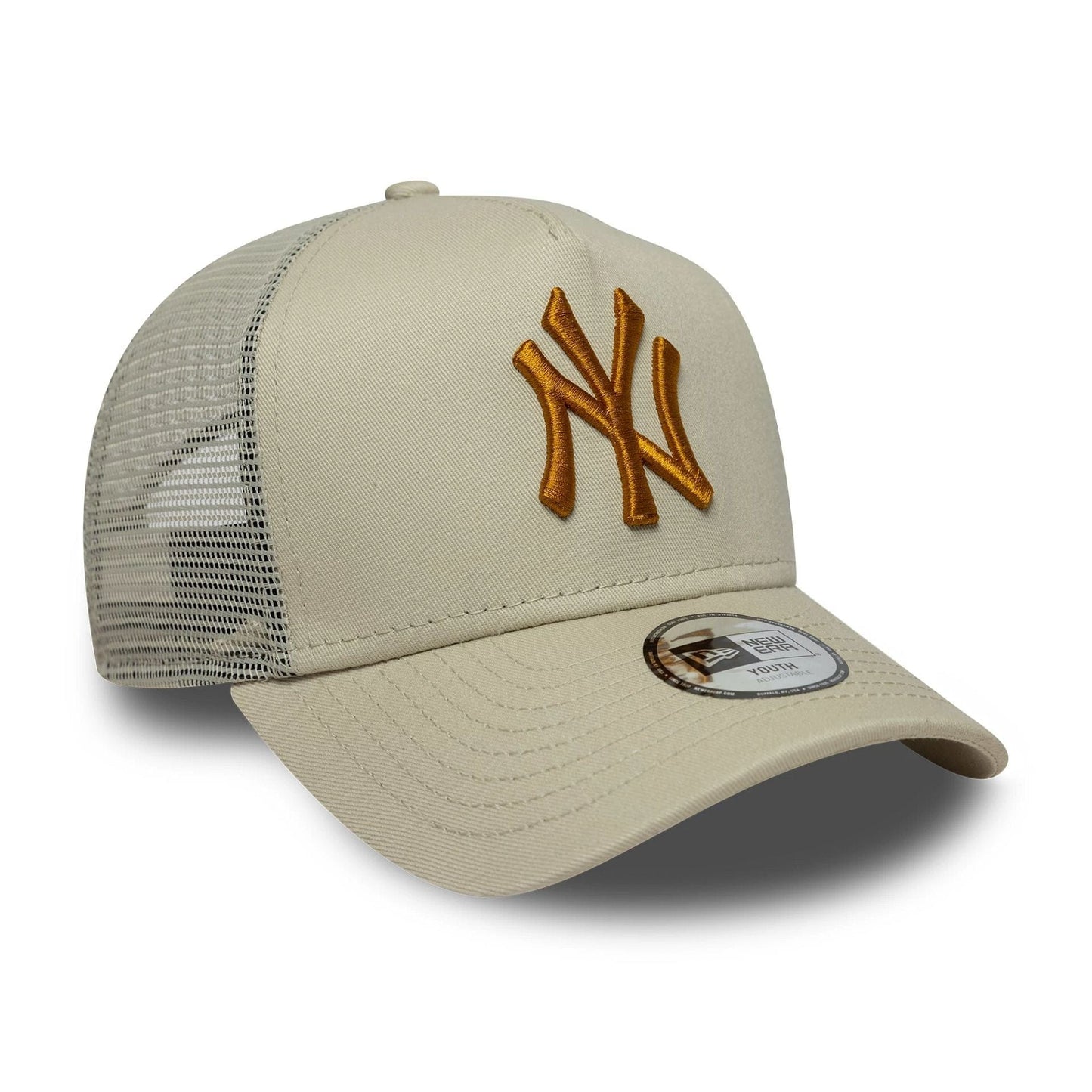 New York Yankees Youth MLB Light Beige 9FORTY A-Frame Trucker Cap