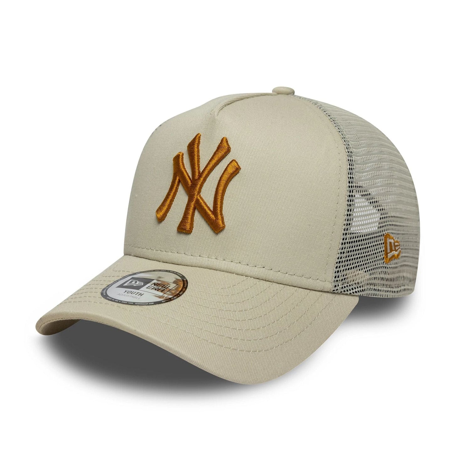 New York Yankees Youth MLB Light Beige 9FORTY A-Frame Trucker Cap