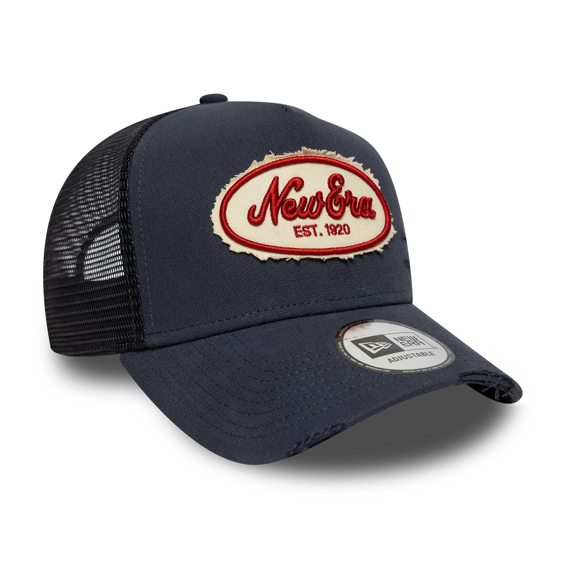 New Era Canvas Distressed Navy 9FORTY A-Frame Trucker Cap