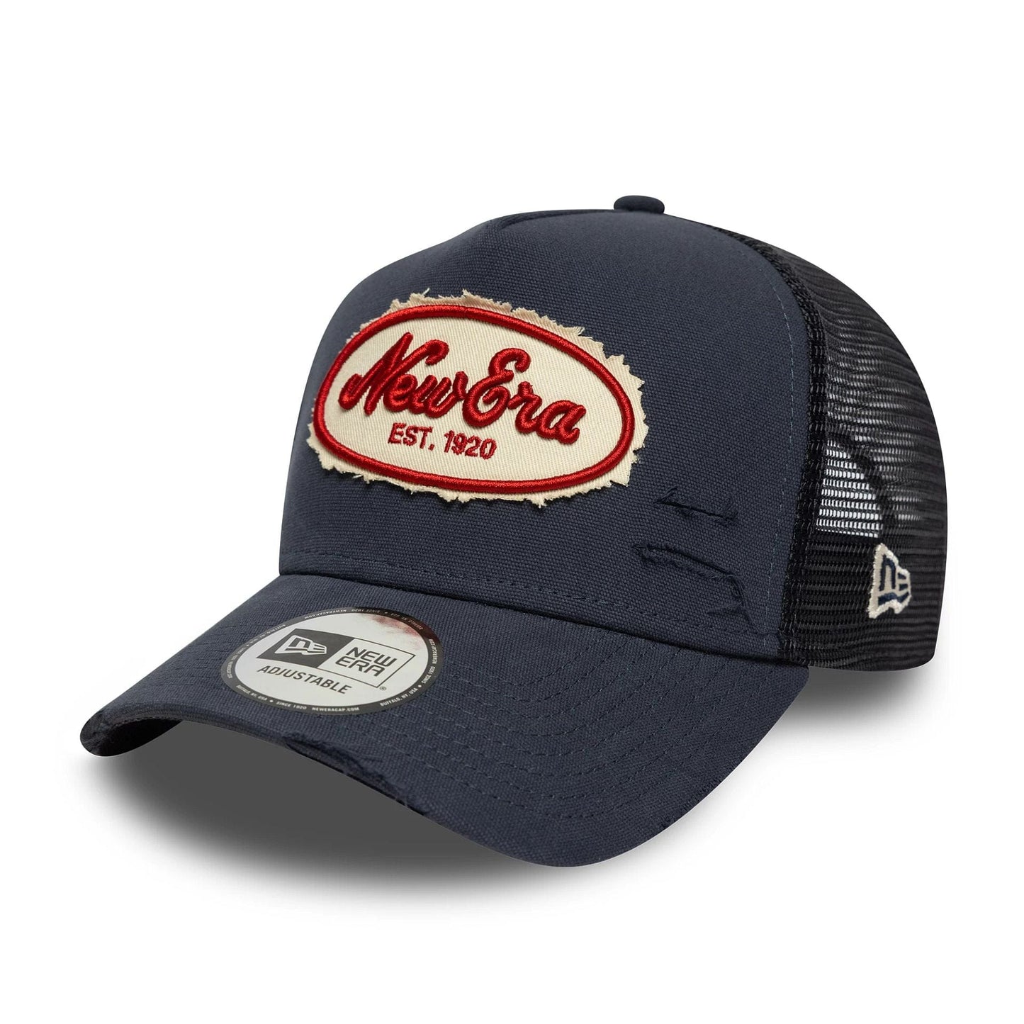New Era Canvas Distressed Navy 9FORTY A-Frame Trucker Cap