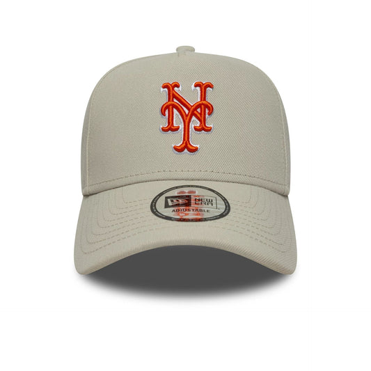 New York Mets MLB Outline Script Light Beige 9FORTY E-Frame Cap