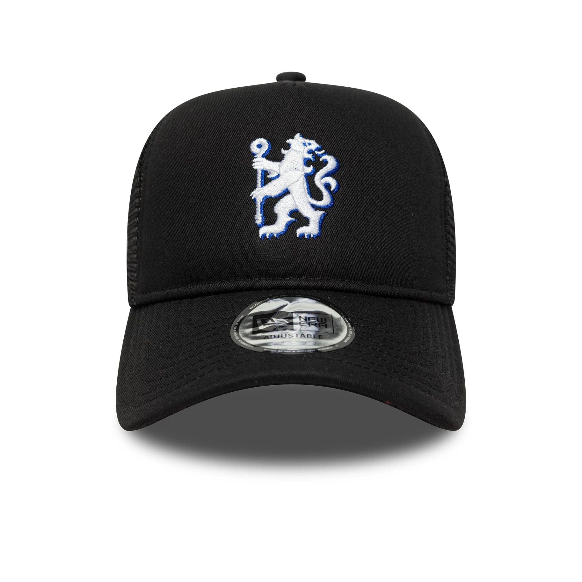 Chelsea FC Lion Crest Patch Black 9FORTY A-Frame Trucker Cap