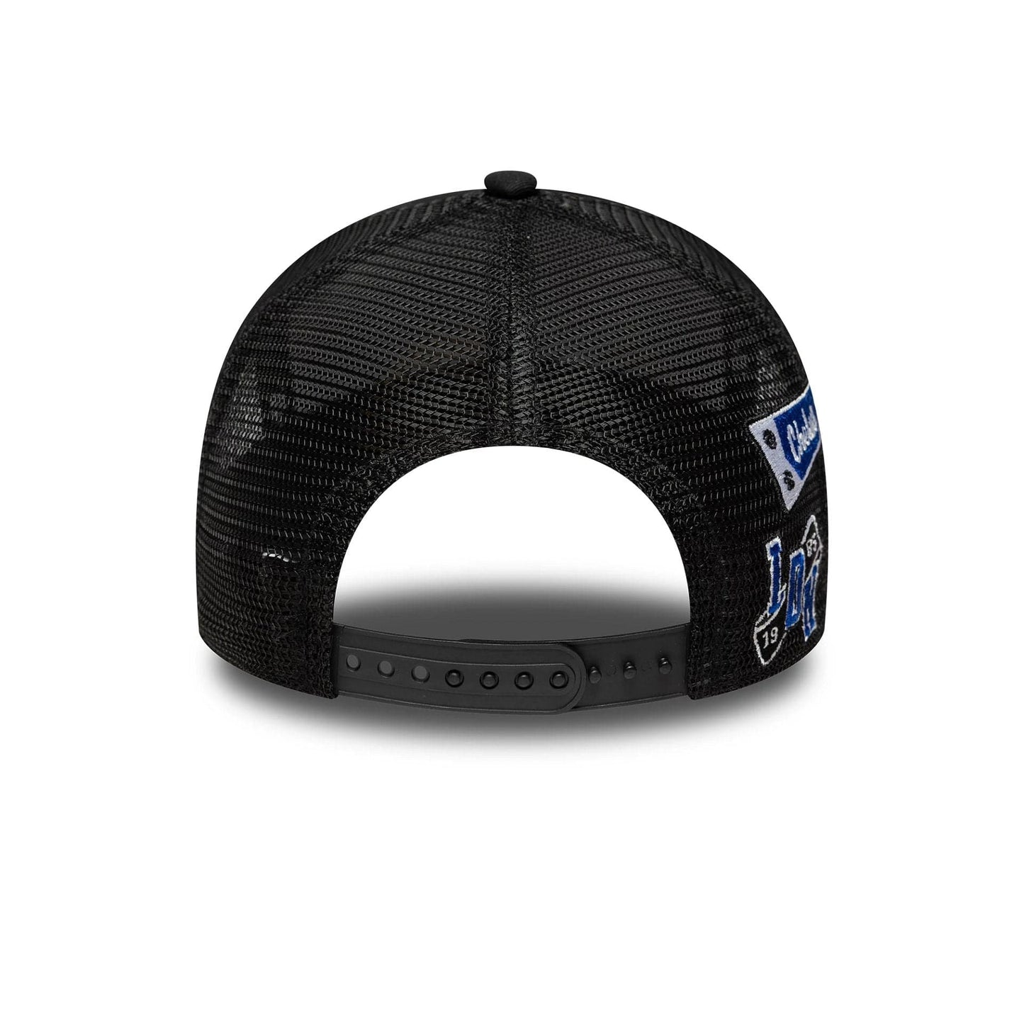 Chelsea FC Lion Crest Patch Black 9FORTY A-Frame Trucker Cap