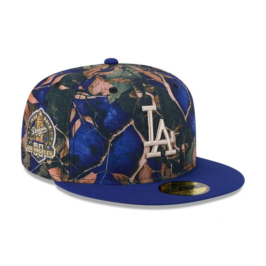 LA Dodgers MLB Leaves Dark Blue 59FIFTY Fitted Cap