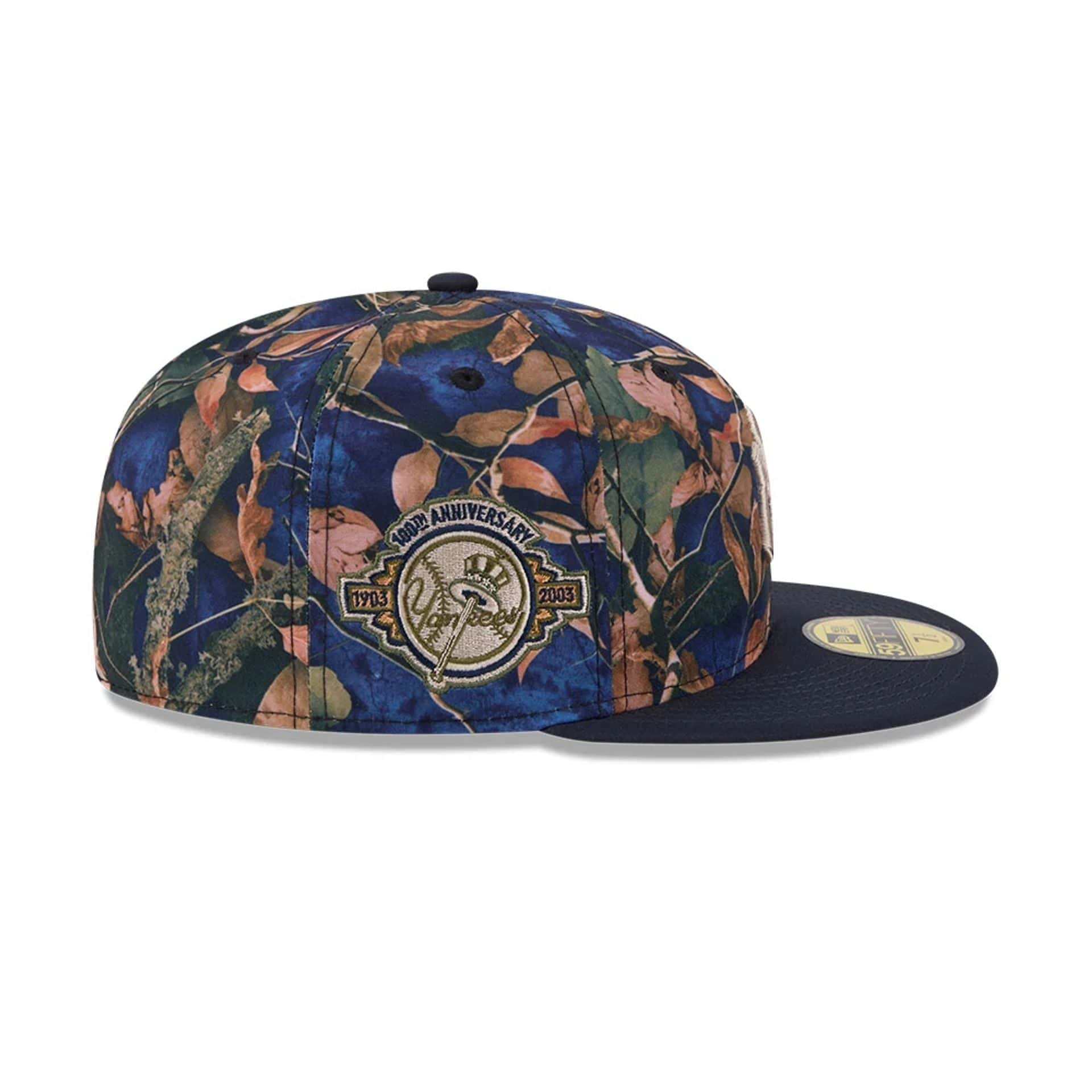New York Yankees MLB Leaves Navy 59FIFTY Fitted Cap
