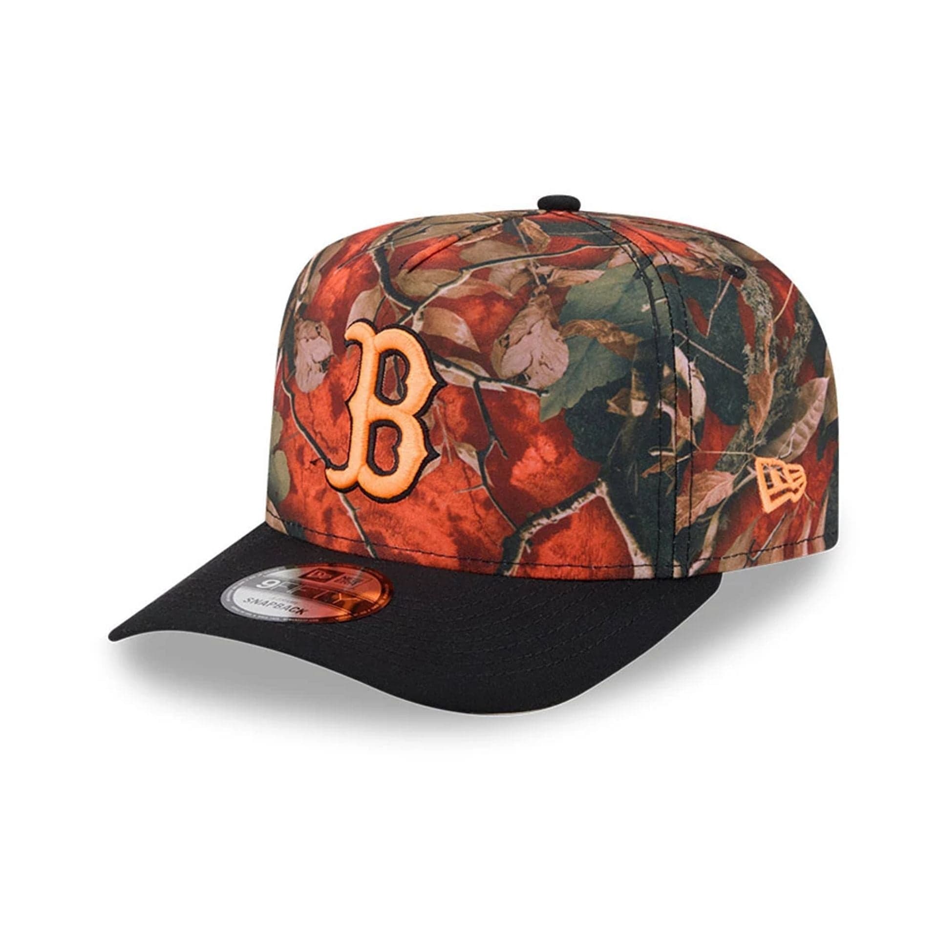 Boston Red Sox MLB Leaves Bright Orange 9FIFTY A-Frame Snapback Cap