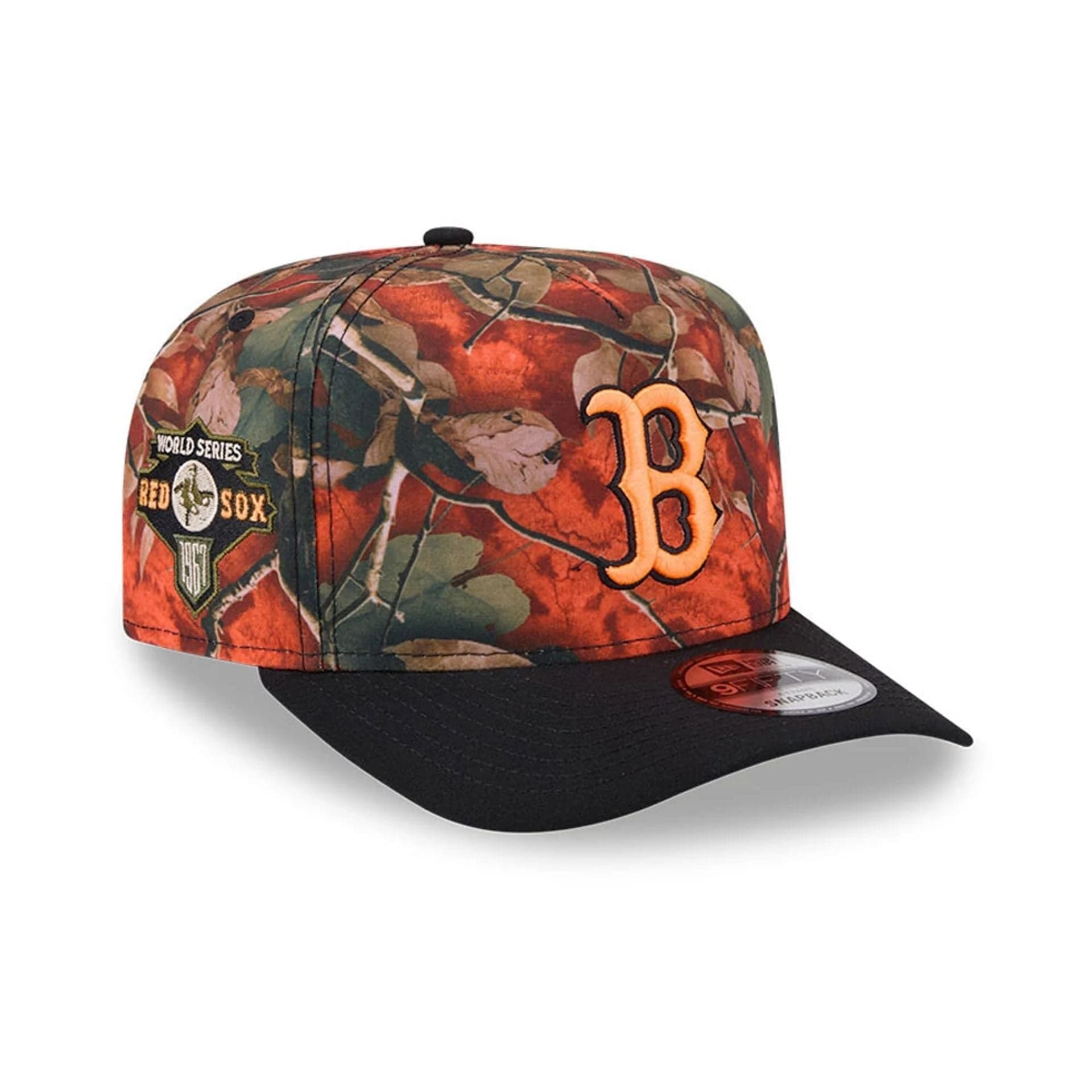 Boston Red Sox MLB Leaves Bright Orange 9FIFTY A-Frame Snapback Cap