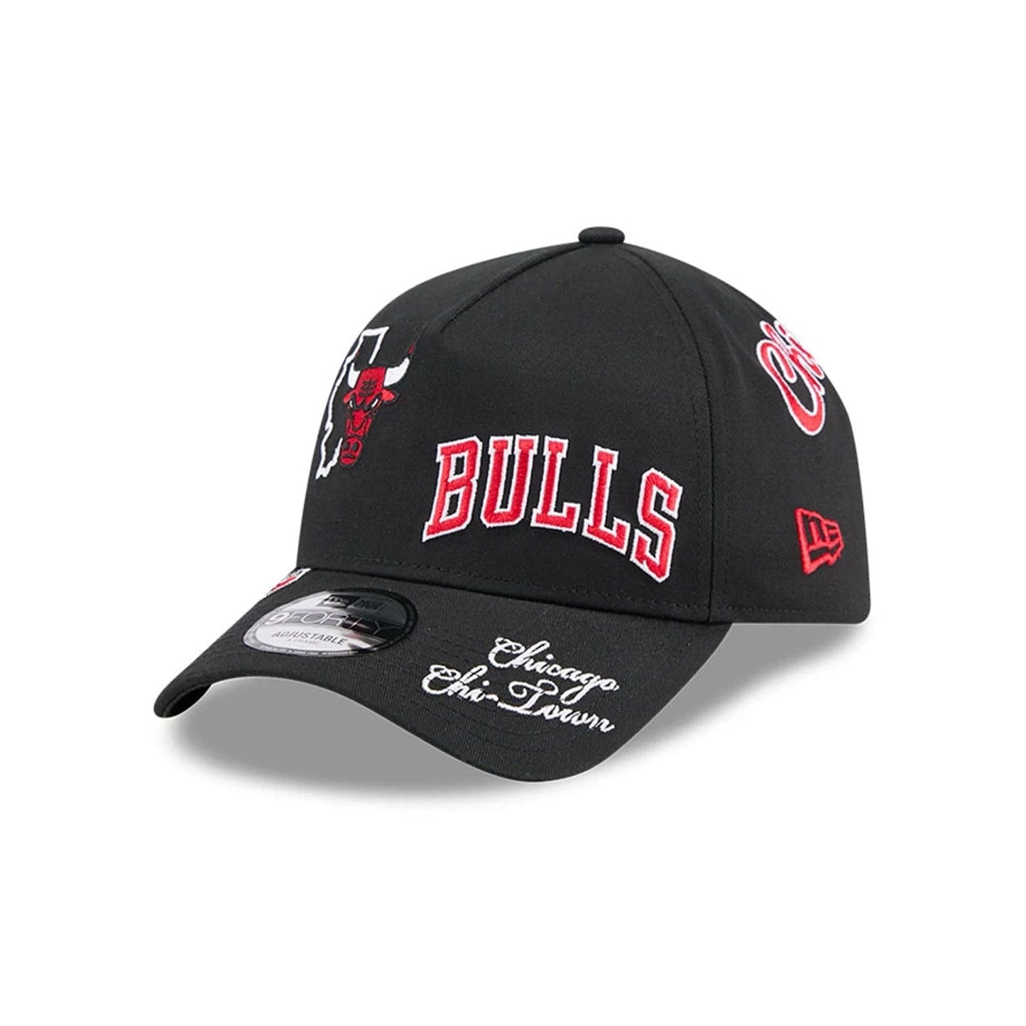 Chicago Bulls NBA All Over Black 9FORTY A-Frame Adjustable Cap