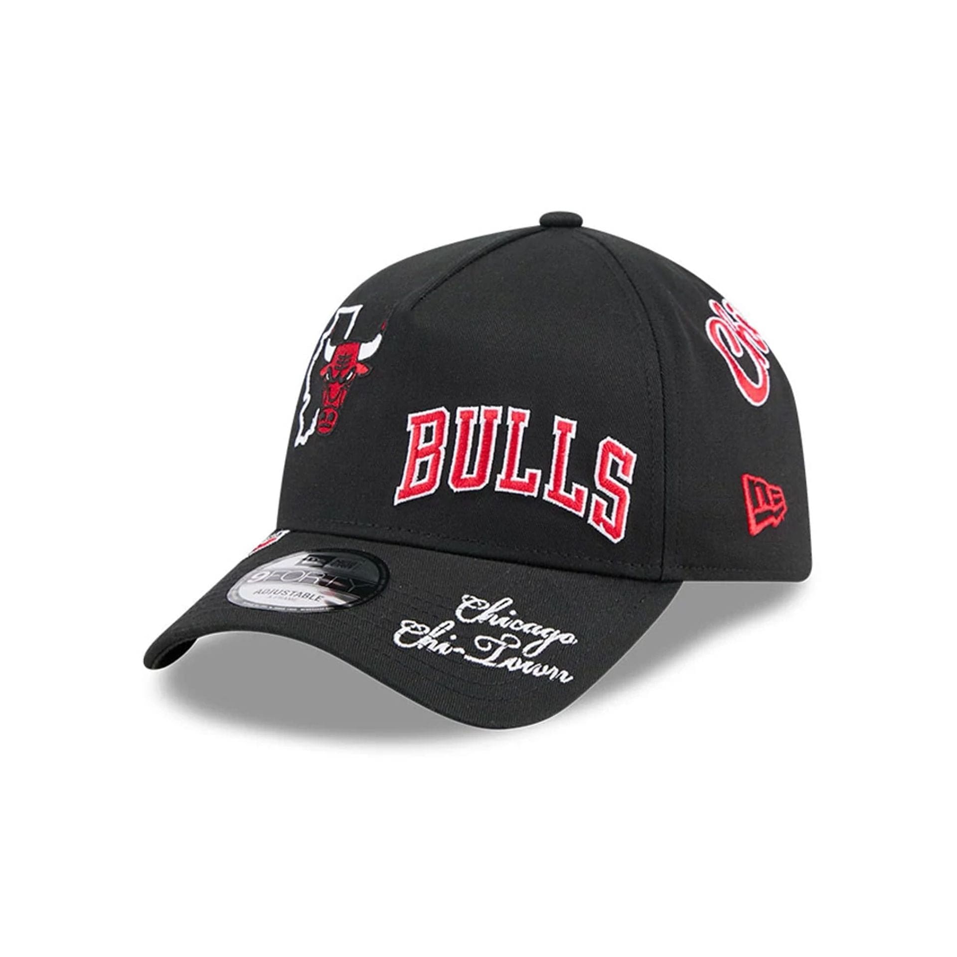 Chicago Bulls NBA All Over Black 9FORTY A-Frame Adjustable Cap