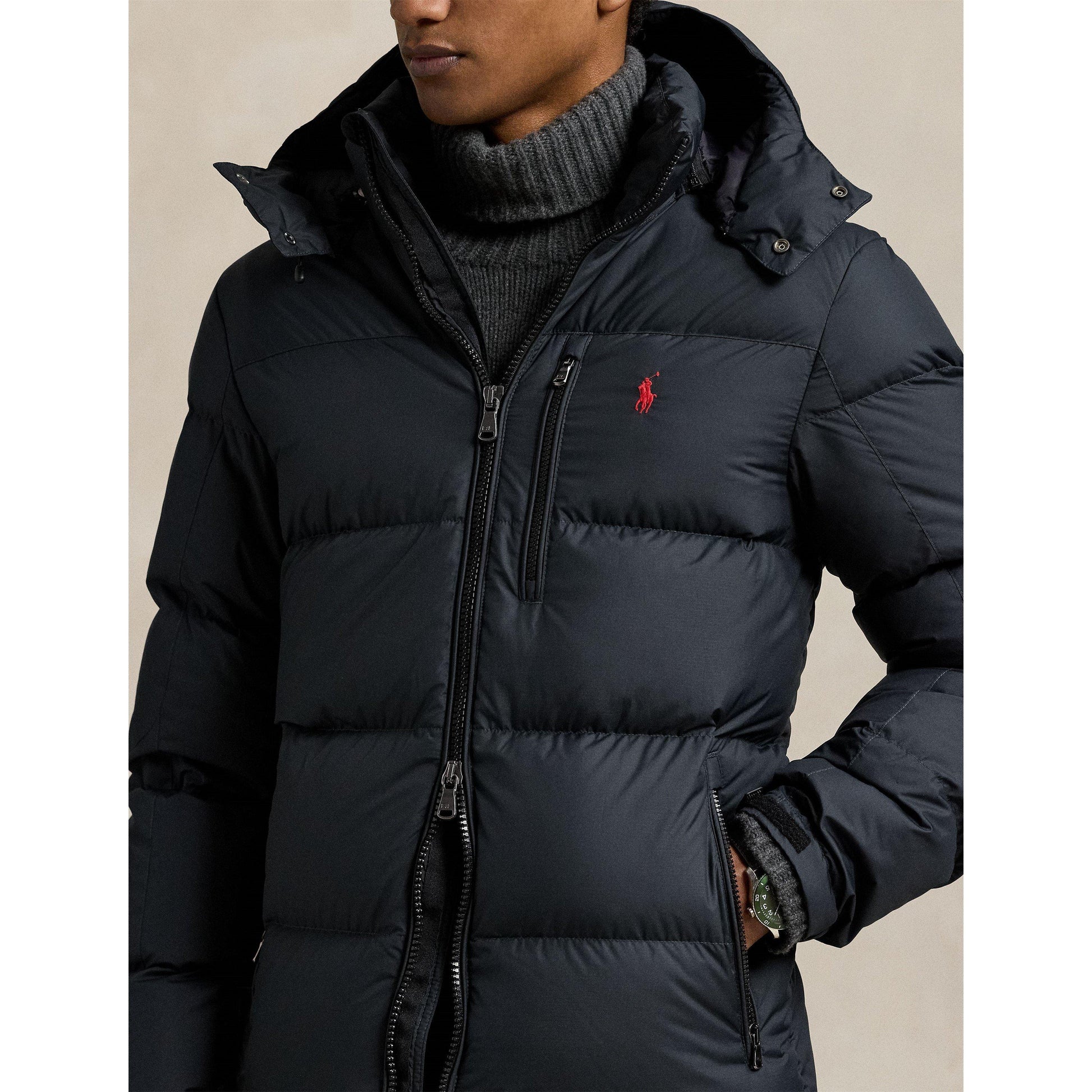 Polo Ralph Lauren Men's El Cap Water Resistant Duck Down Detachable Hood Short Puffer Jacket