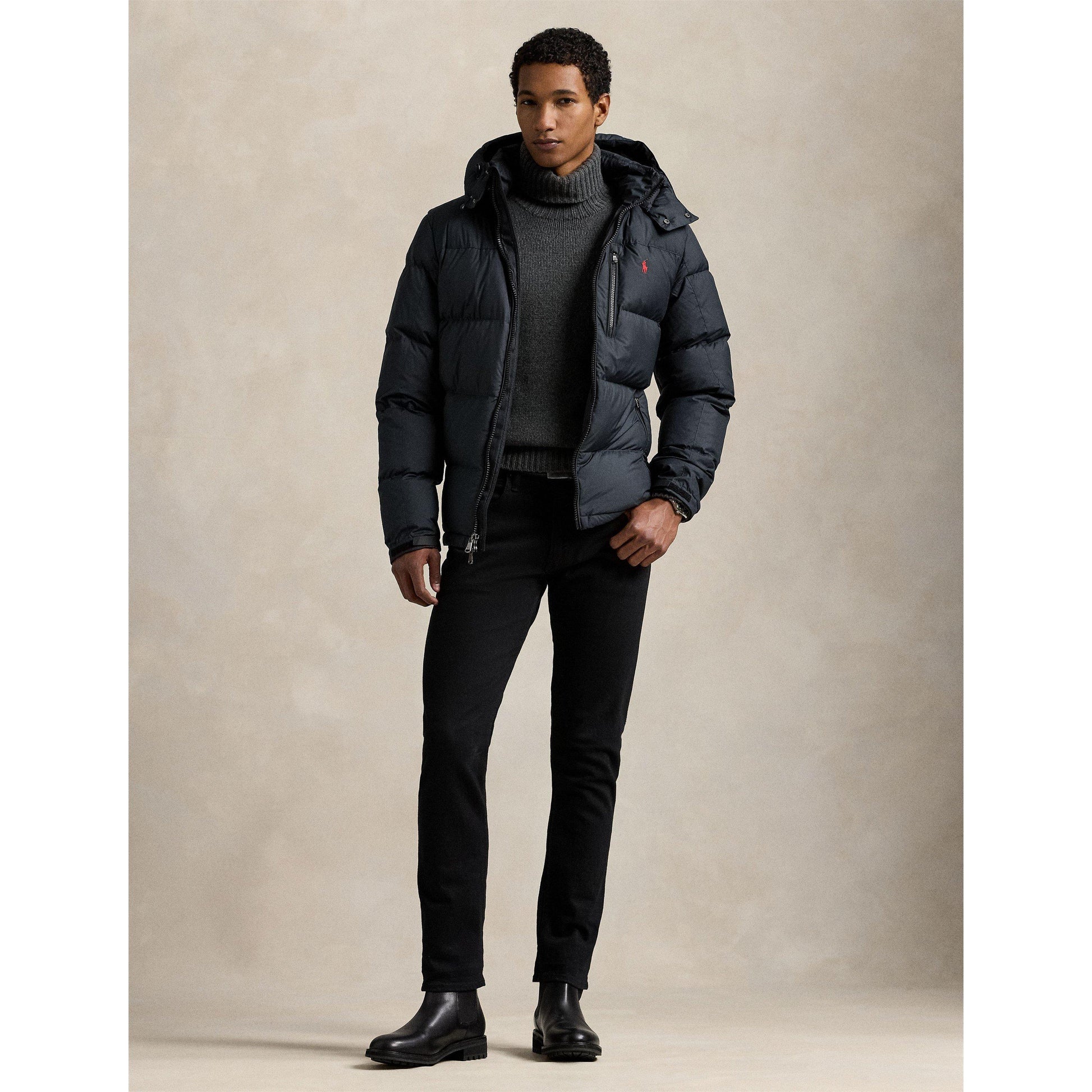 Polo Ralph Lauren Men's El Cap Water Resistant Duck Down Detachable Hood Short Puffer Jacket