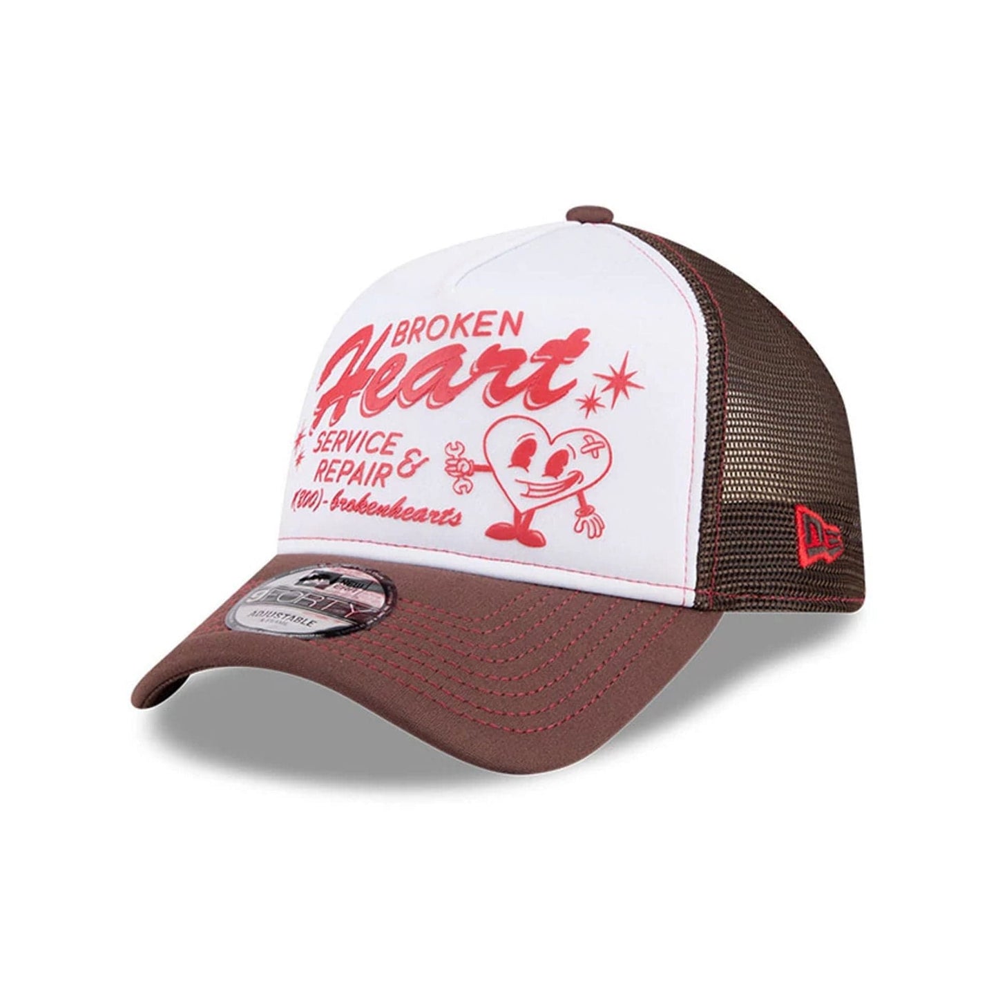 New Era Broken Heart Service & Repair White 9FORTY A-Frame Trucker Adjustable Cap