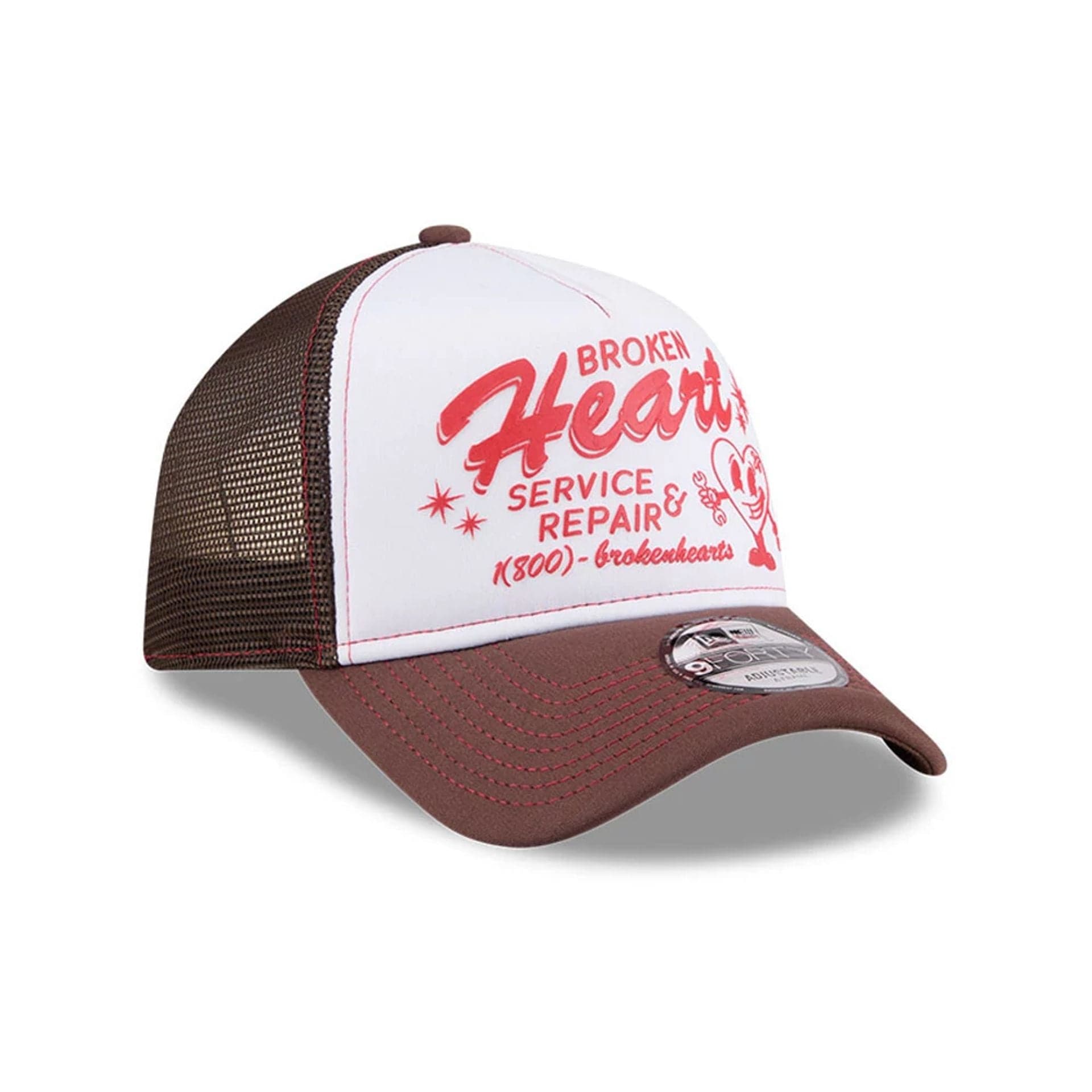 New Era Broken Heart Service & Repair White 9FORTY A-Frame Trucker Adjustable Cap