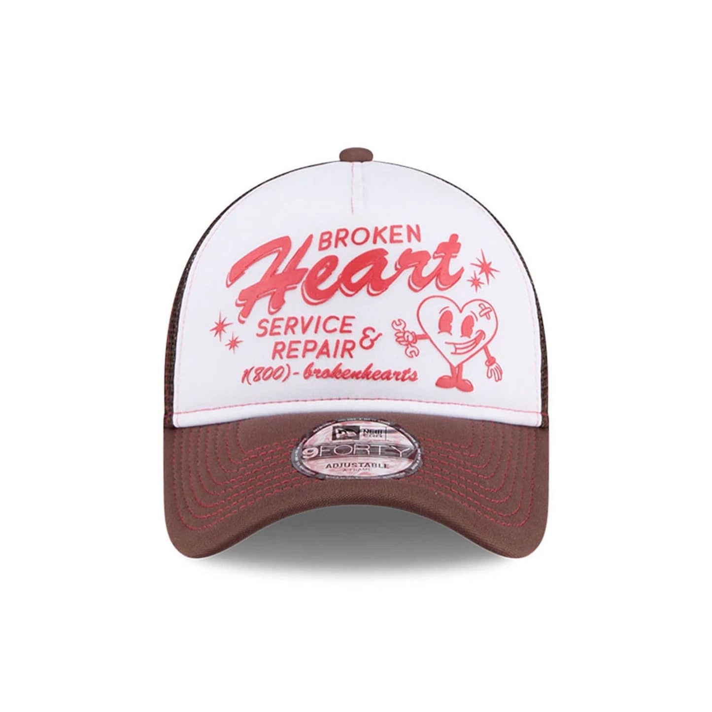 New Era Broken Heart Service & Repair White 9FORTY A-Frame Trucker Adjustable Cap